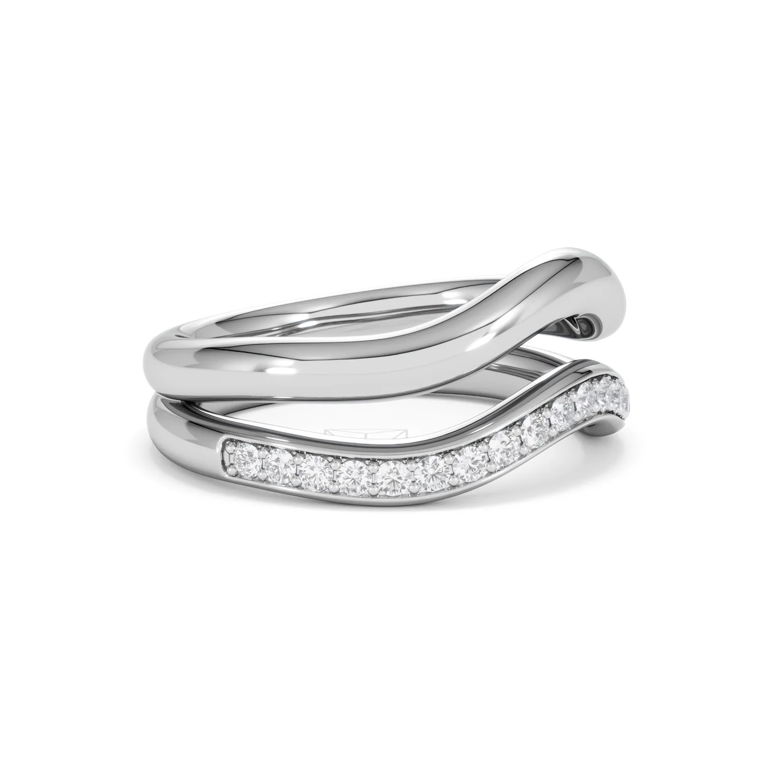 Duo Wave Stacking Lab Diamond Ring 0.26ct in 925 Silver - Image 19