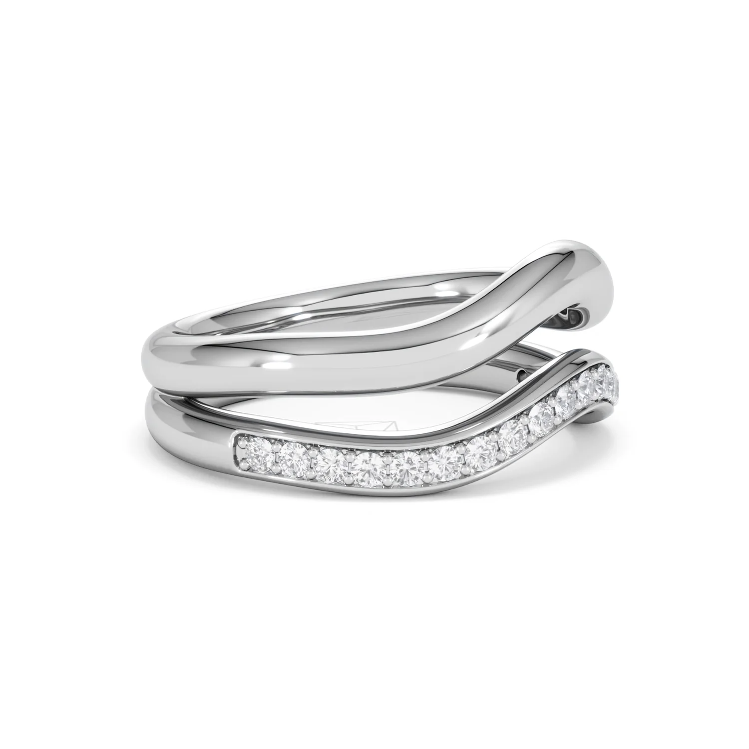 Duo Wave Stacking Lab Diamond Ring 0.26ct in 925 Silver - Image 20