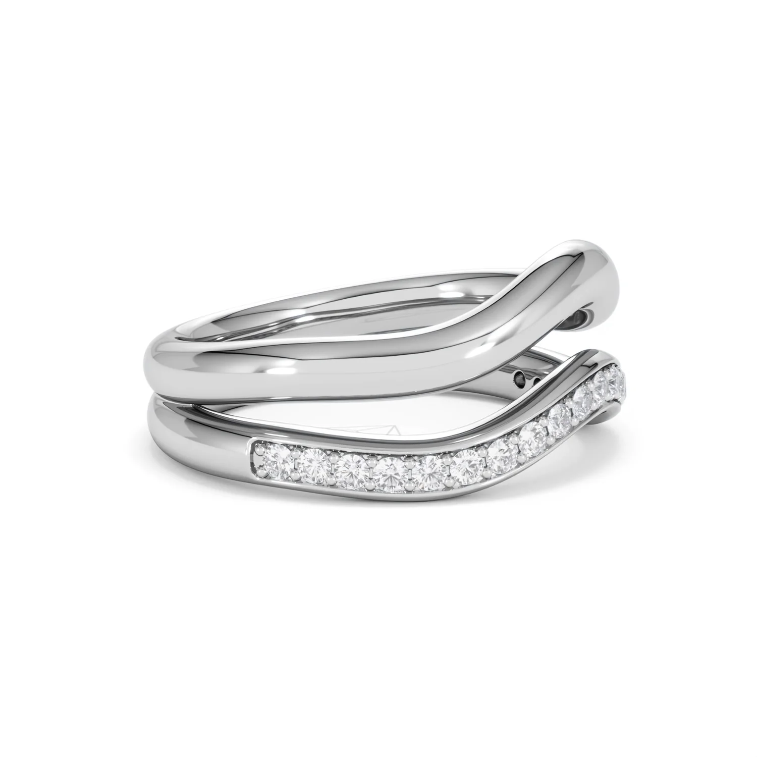 Duo Wave Stacking Lab Diamond Ring 0.26ct in 925 Silver - Image 21
