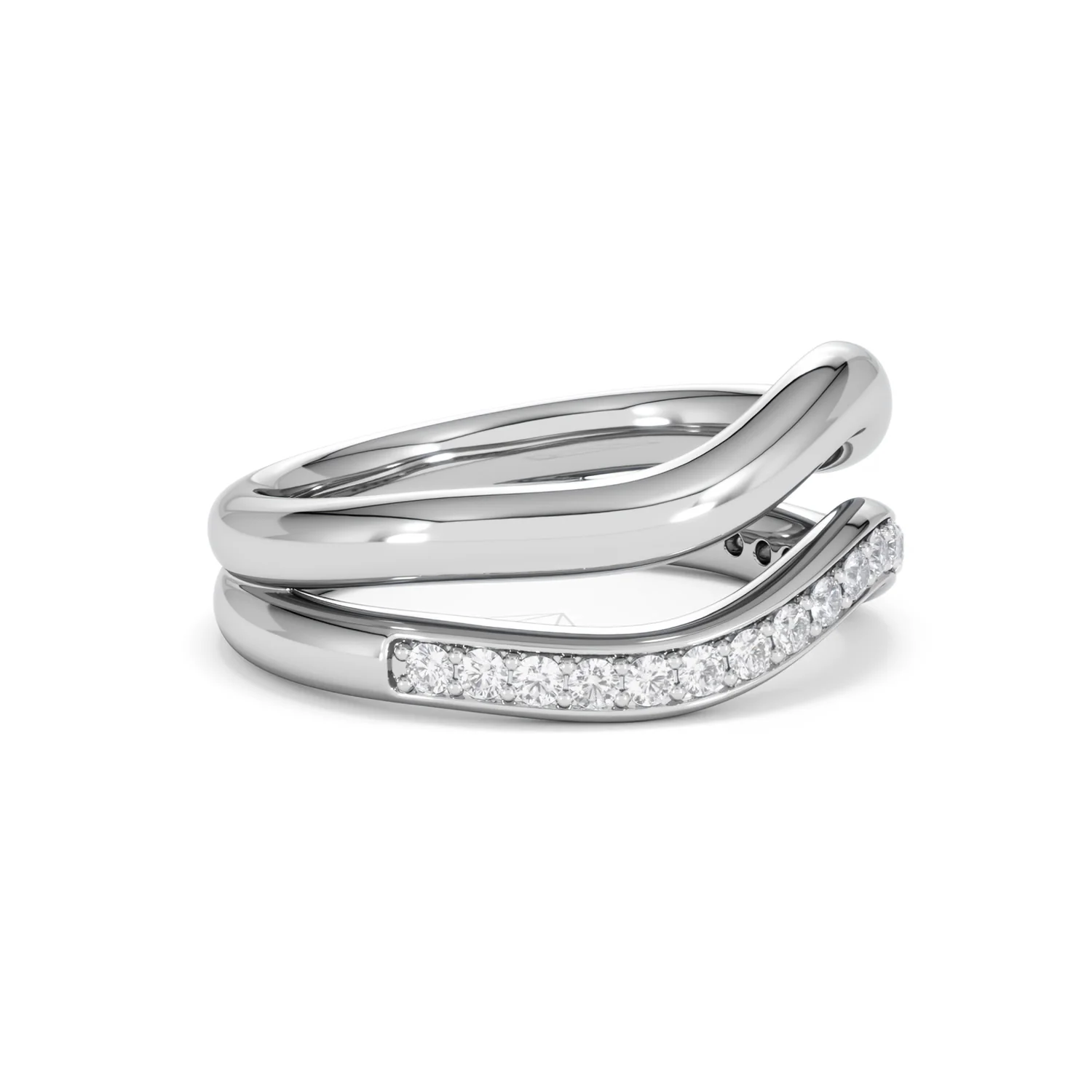 Duo Wave Stacking Lab Diamond Ring 0.26ct in 925 Silver - Image 22
