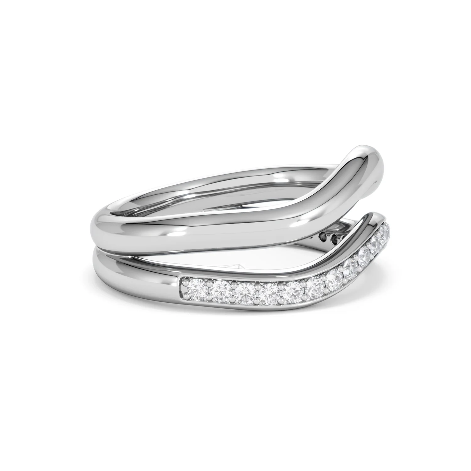 Duo Wave Stacking Lab Diamond Ring 0.26ct in 925 Silver - Image 23