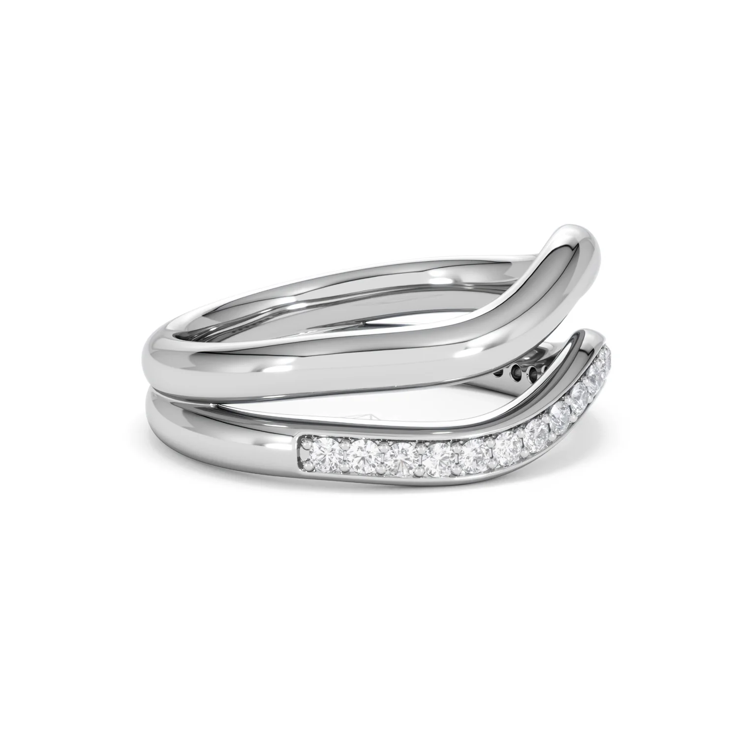 Duo Wave Stacking Lab Diamond Ring 0.26ct in 925 Silver - Image 24
