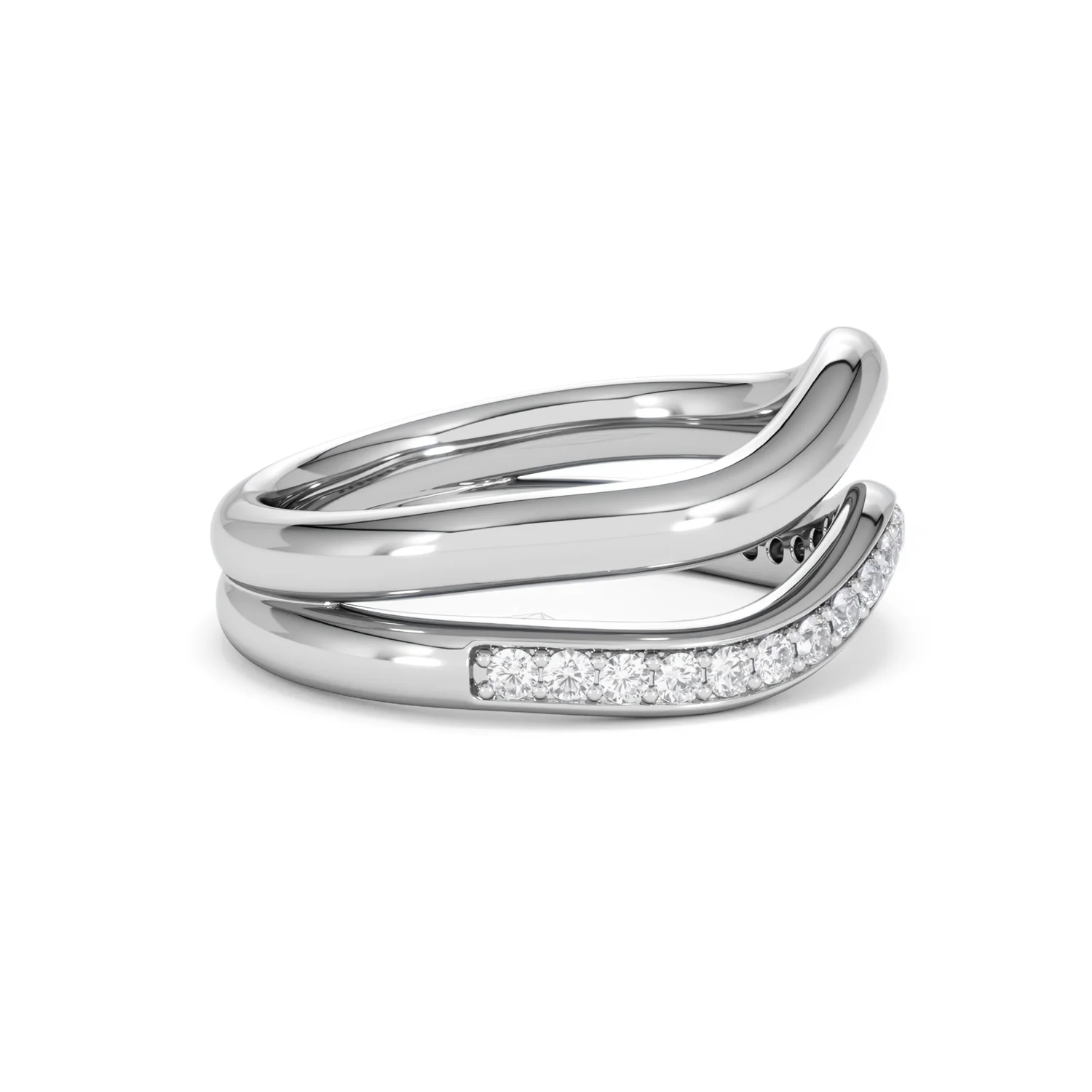 Duo Wave Stacking Lab Diamond Ring 0.26ct in 925 Silver - Image 25