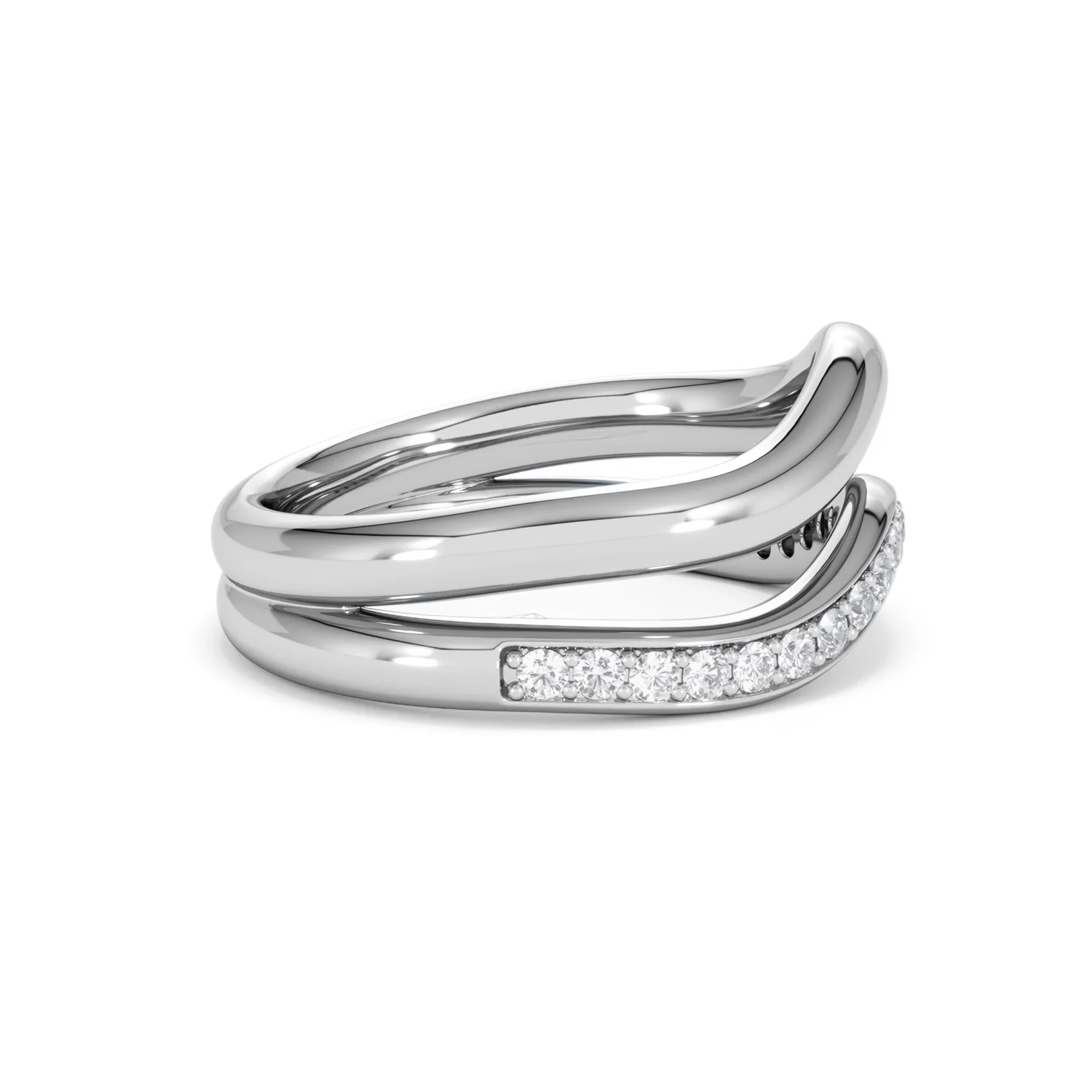 Duo Wave Stacking Lab Diamond Ring 0.26ct in 925 Silver - Image 26