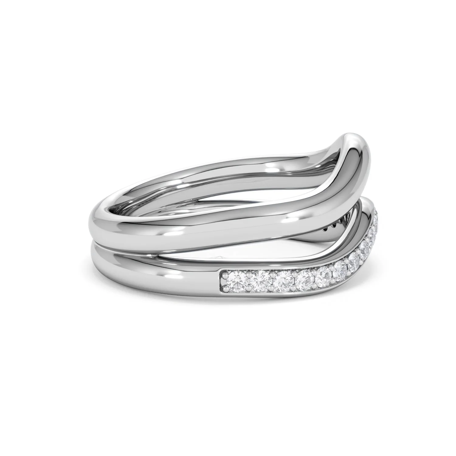 Duo Wave Stacking Lab Diamond Ring 0.26ct in 925 Silver - Image 27