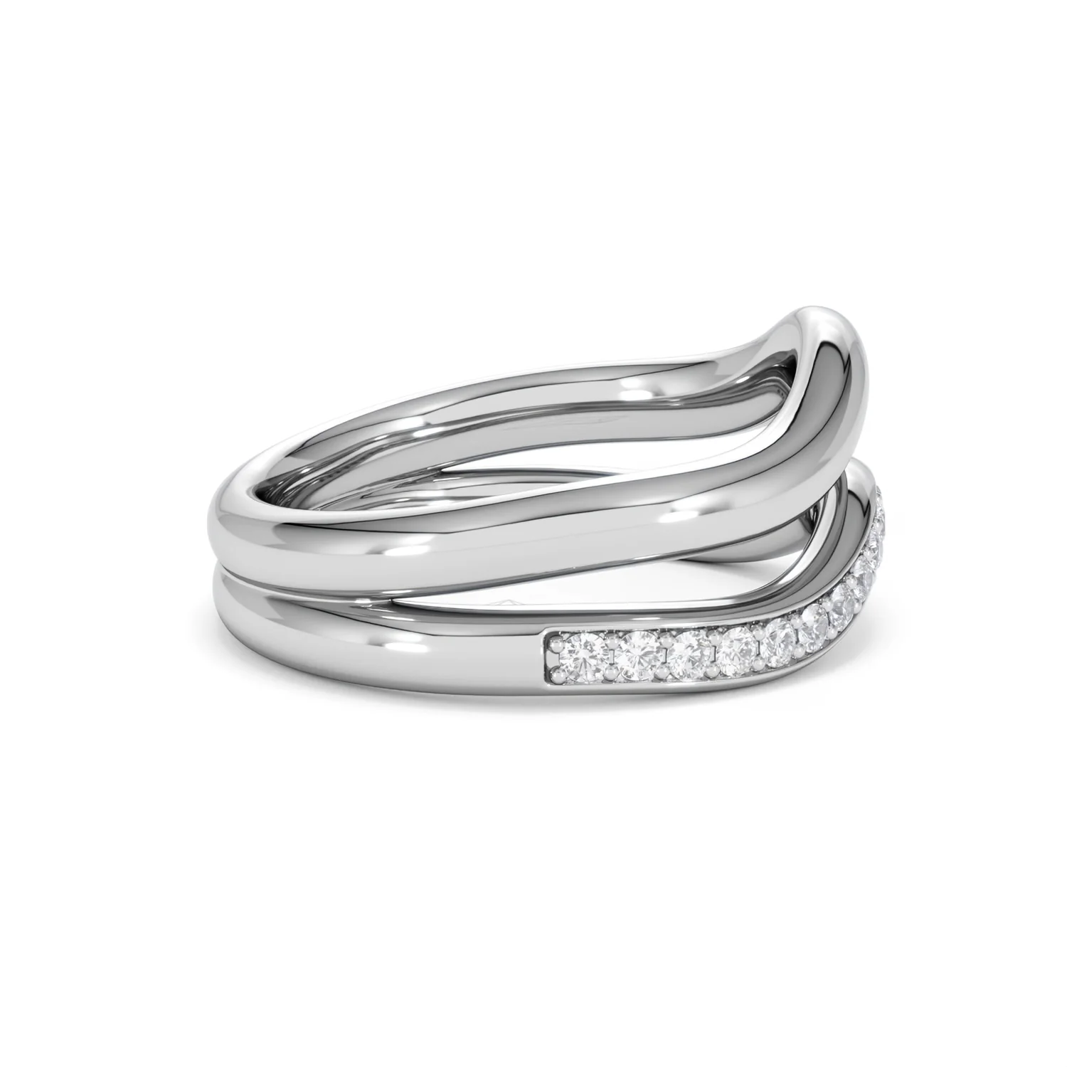 Duo Wave Stacking Lab Diamond Ring 0.26ct in 925 Silver - Image 28