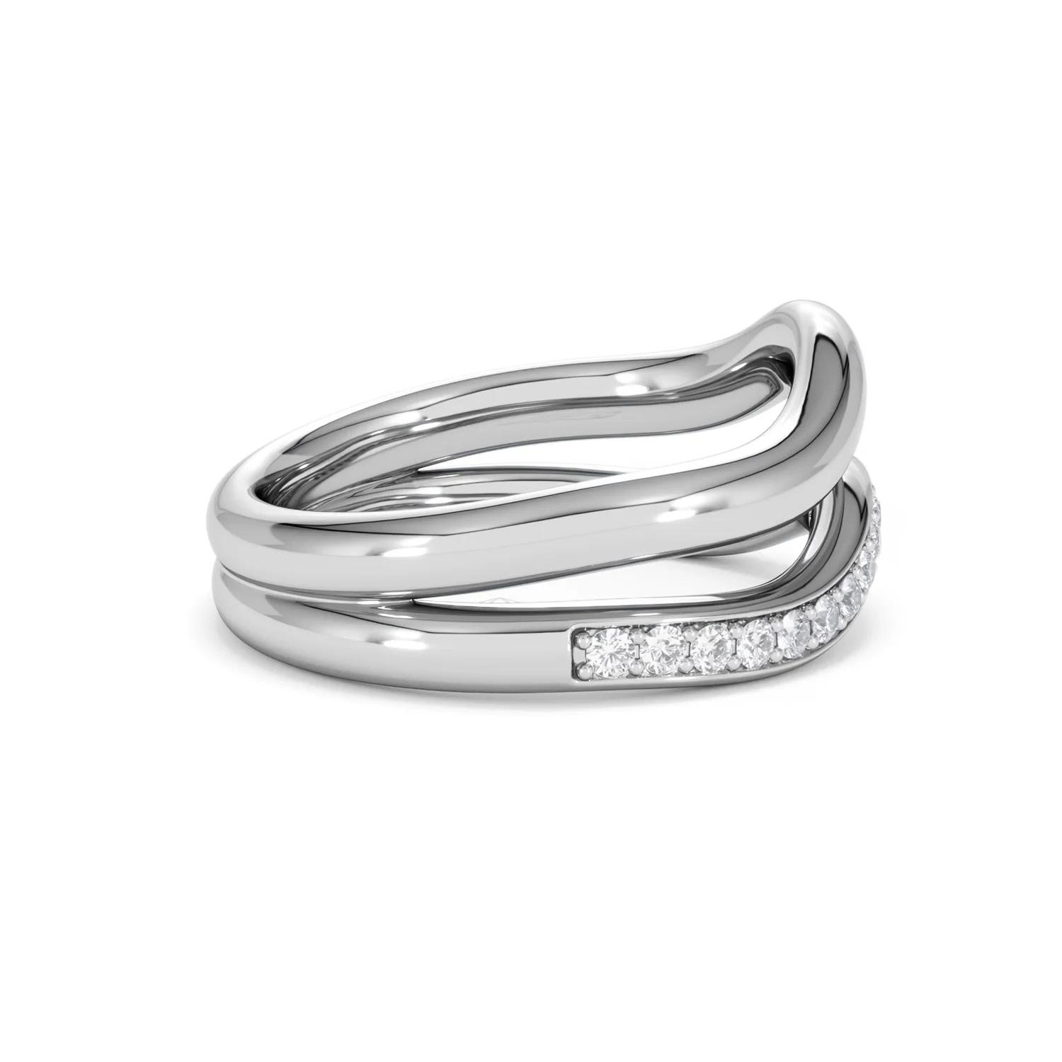 Duo Wave Stacking Lab Diamond Ring 0.26ct in 925 Silver - Image 29