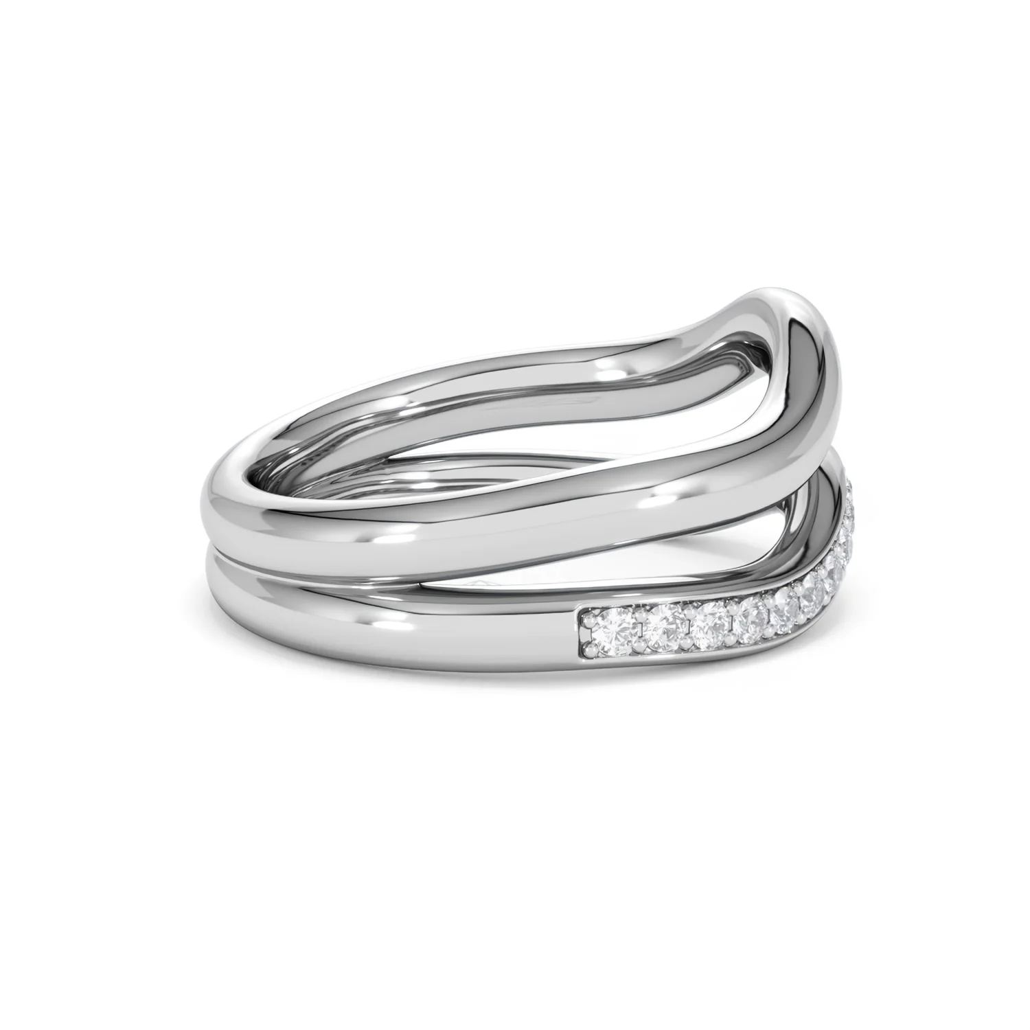 Duo Wave Stacking Lab Diamond Ring 0.26ct in 925 Silver - Image 30