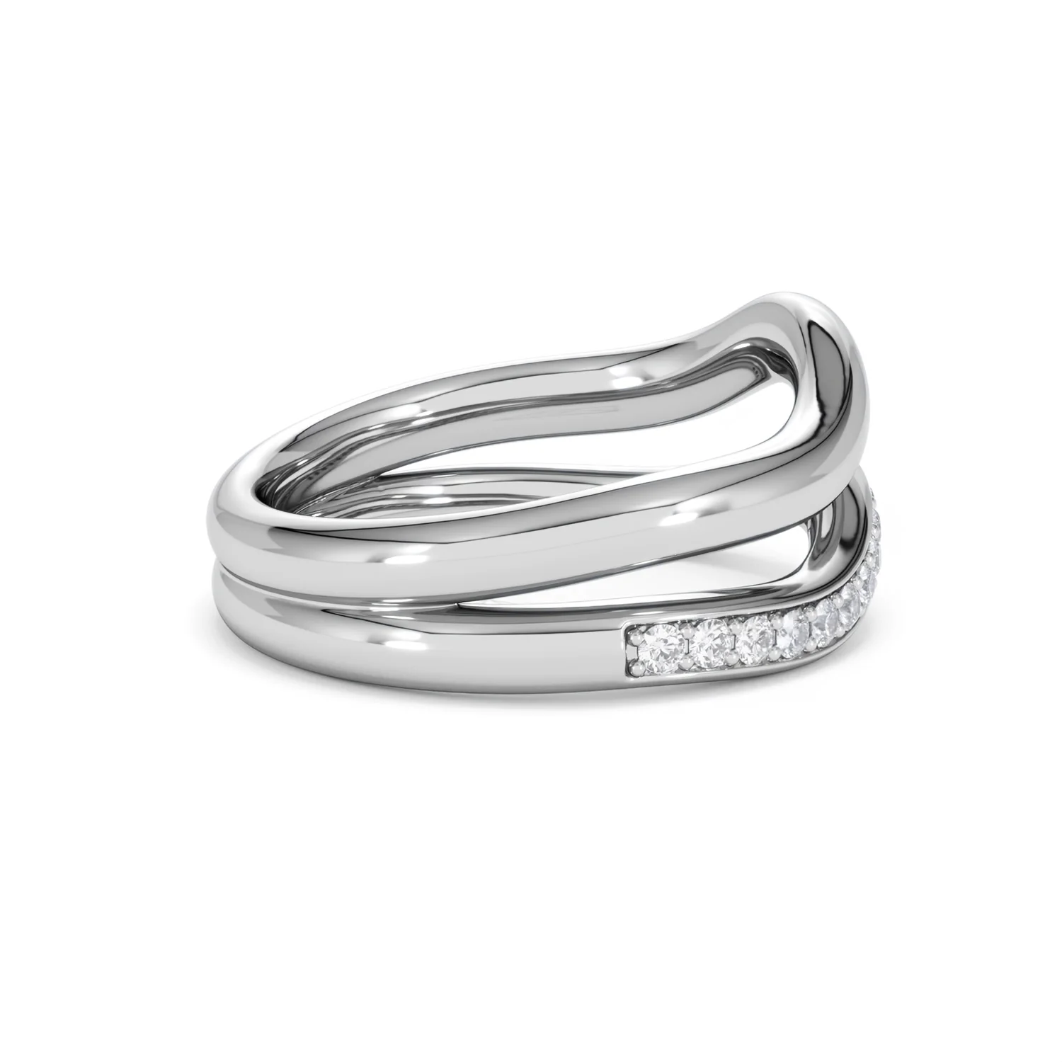 Duo Wave Stacking Lab Diamond Ring 0.26ct in 925 Silver - Image 31