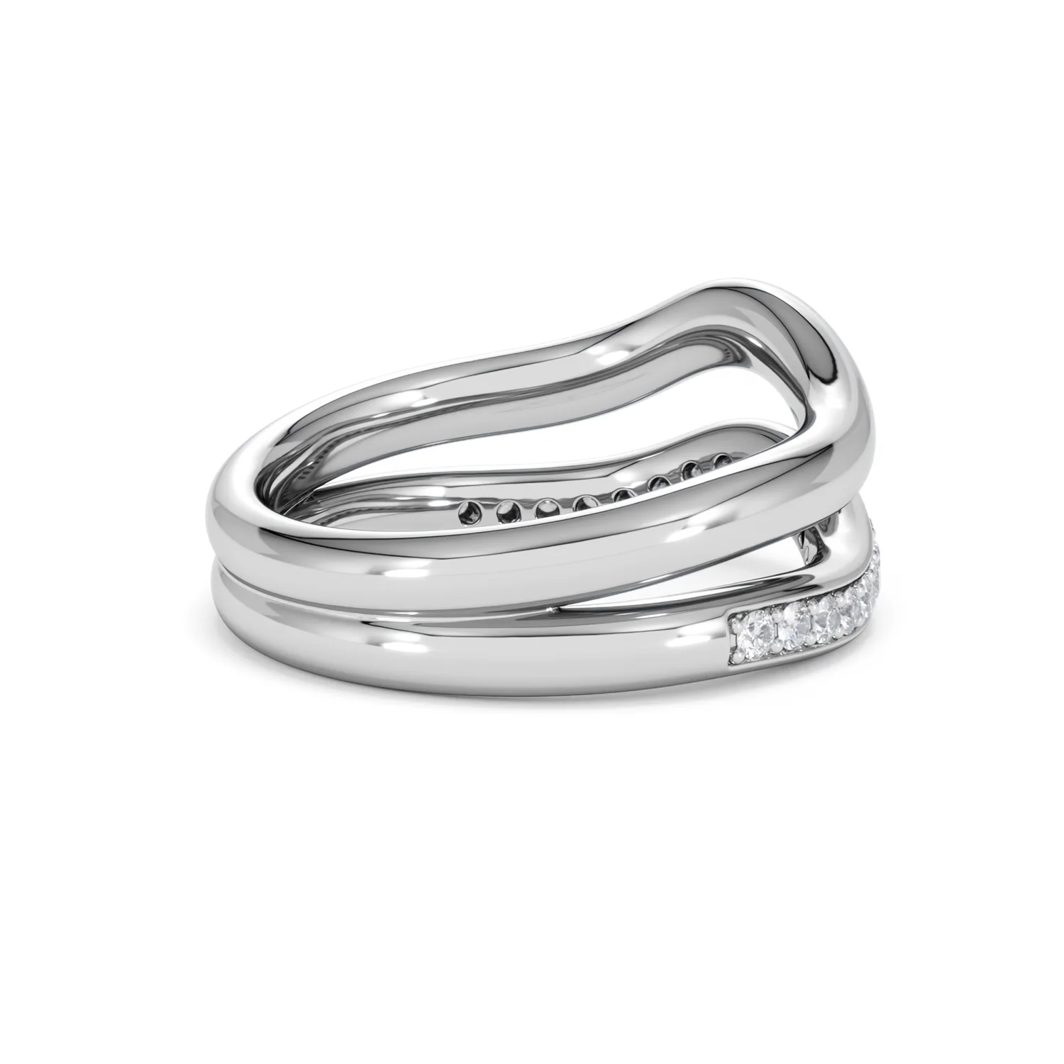 Duo Wave Stacking Lab Diamond Ring 0.26ct in 925 Silver - Image 35