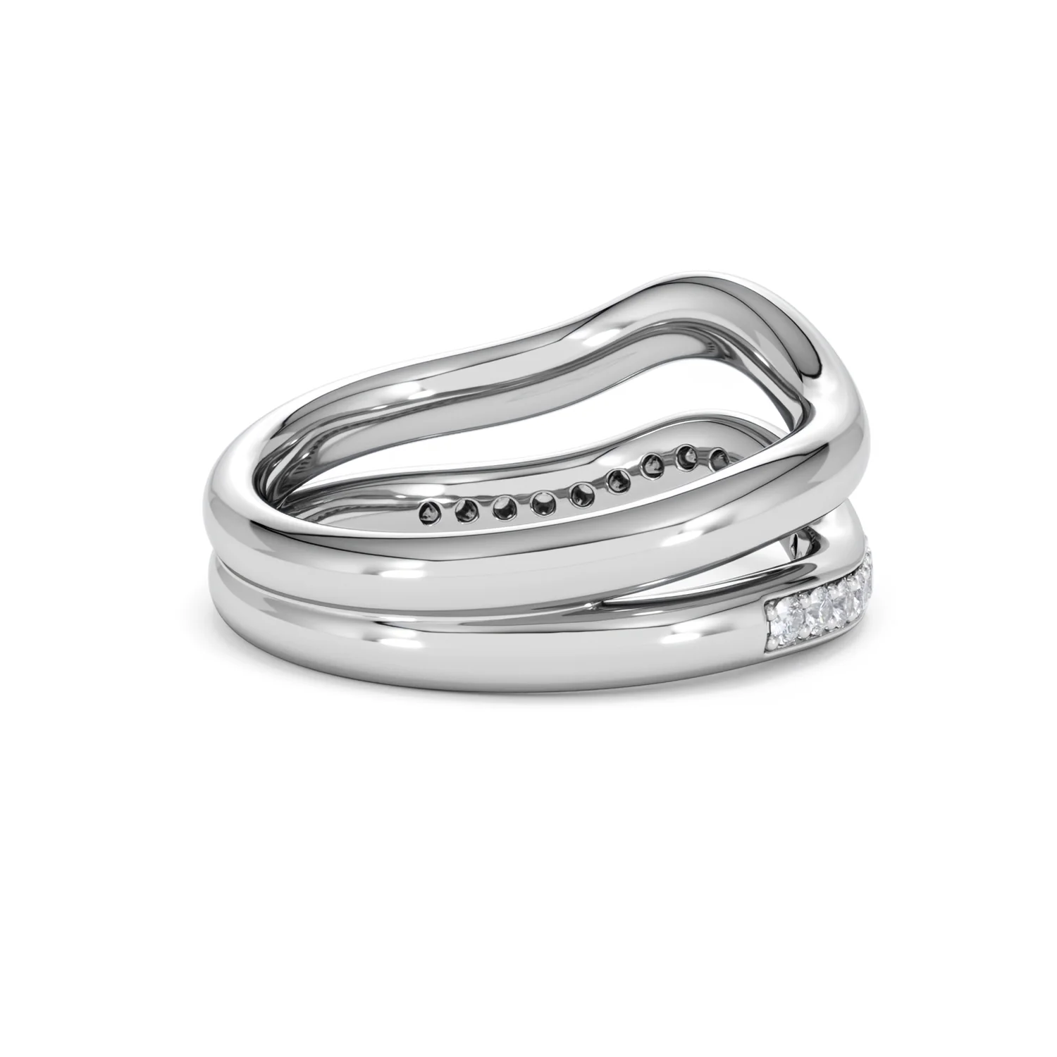 Duo Wave Stacking Lab Diamond Ring 0.26ct in 925 Silver - Image 37