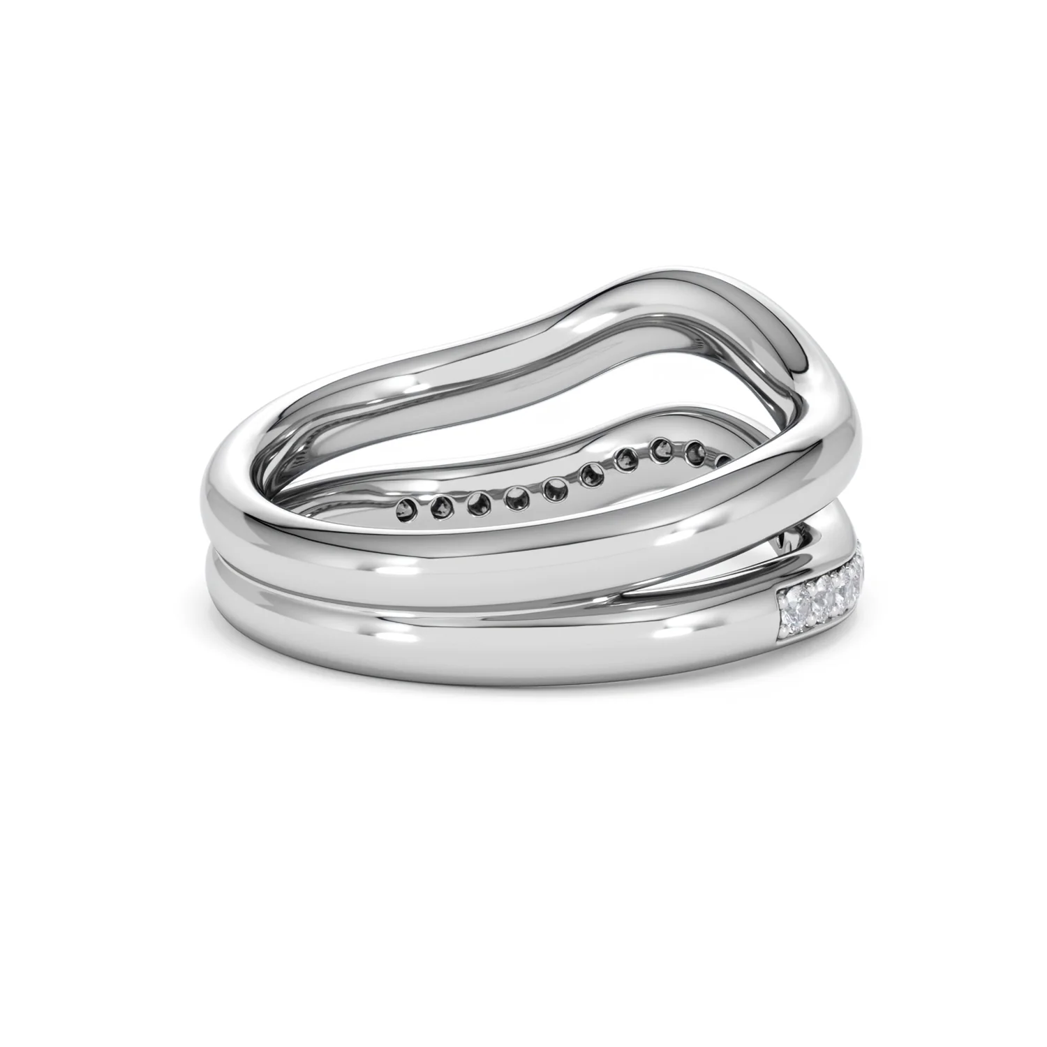 Duo Wave Stacking Lab Diamond Ring 0.26ct in 925 Silver - Image 38