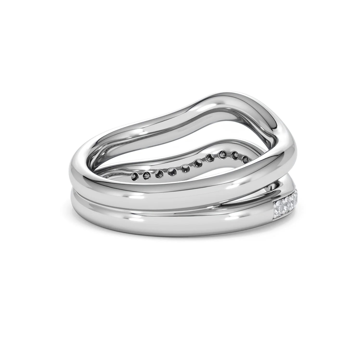 Duo Wave Stacking Lab Diamond Ring 0.26ct in 925 Silver - Image 39