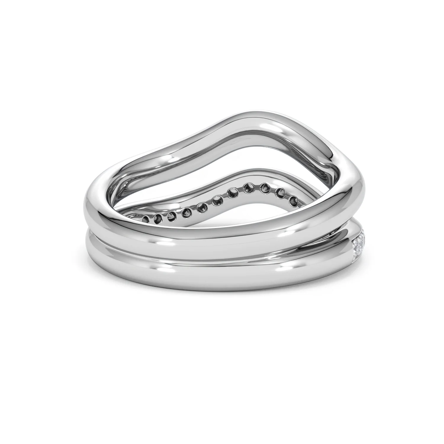 Duo Wave Stacking Lab Diamond Ring 0.26ct in 925 Silver - Image 42