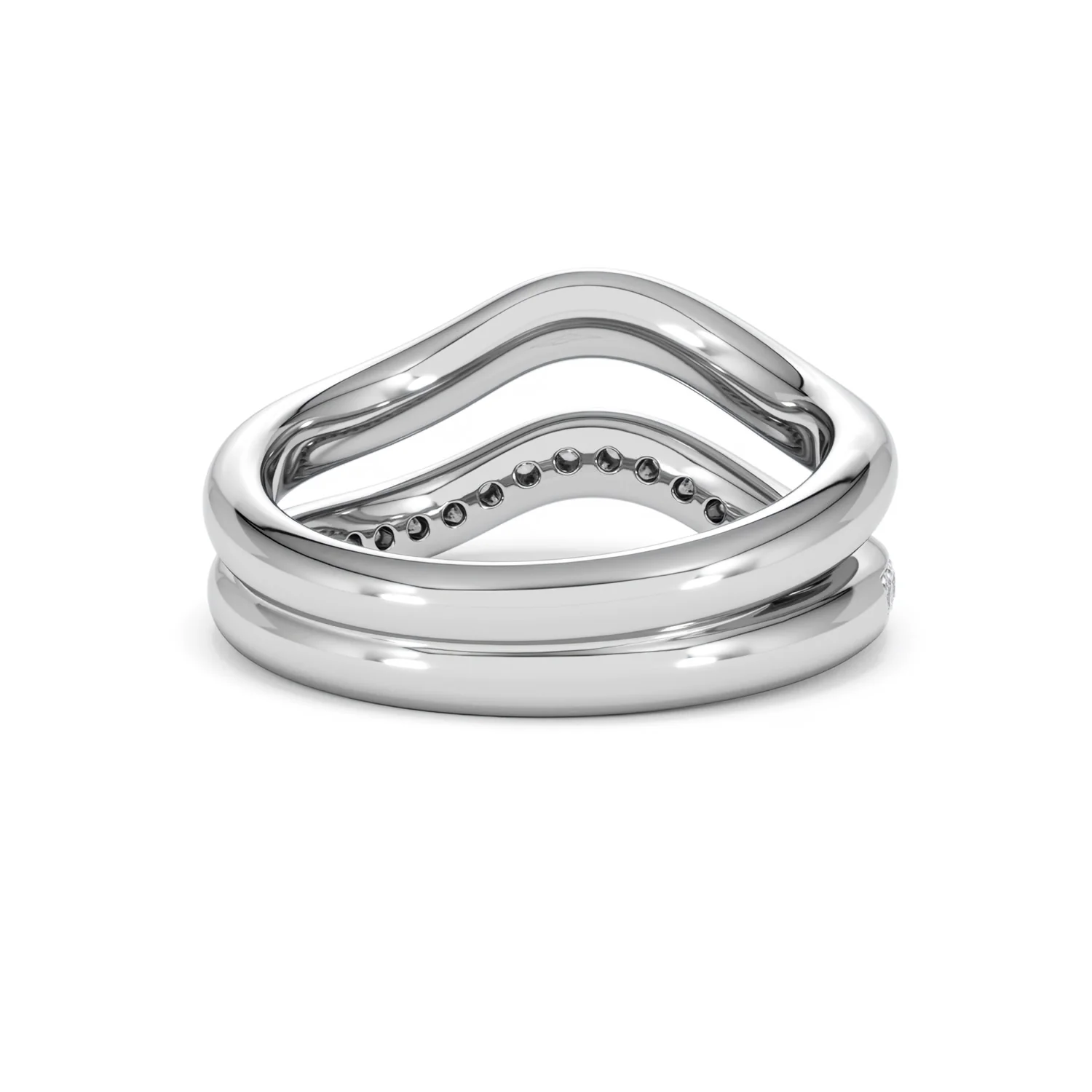 Duo Wave Stacking Lab Diamond Ring 0.26ct in 925 Silver - Image 44