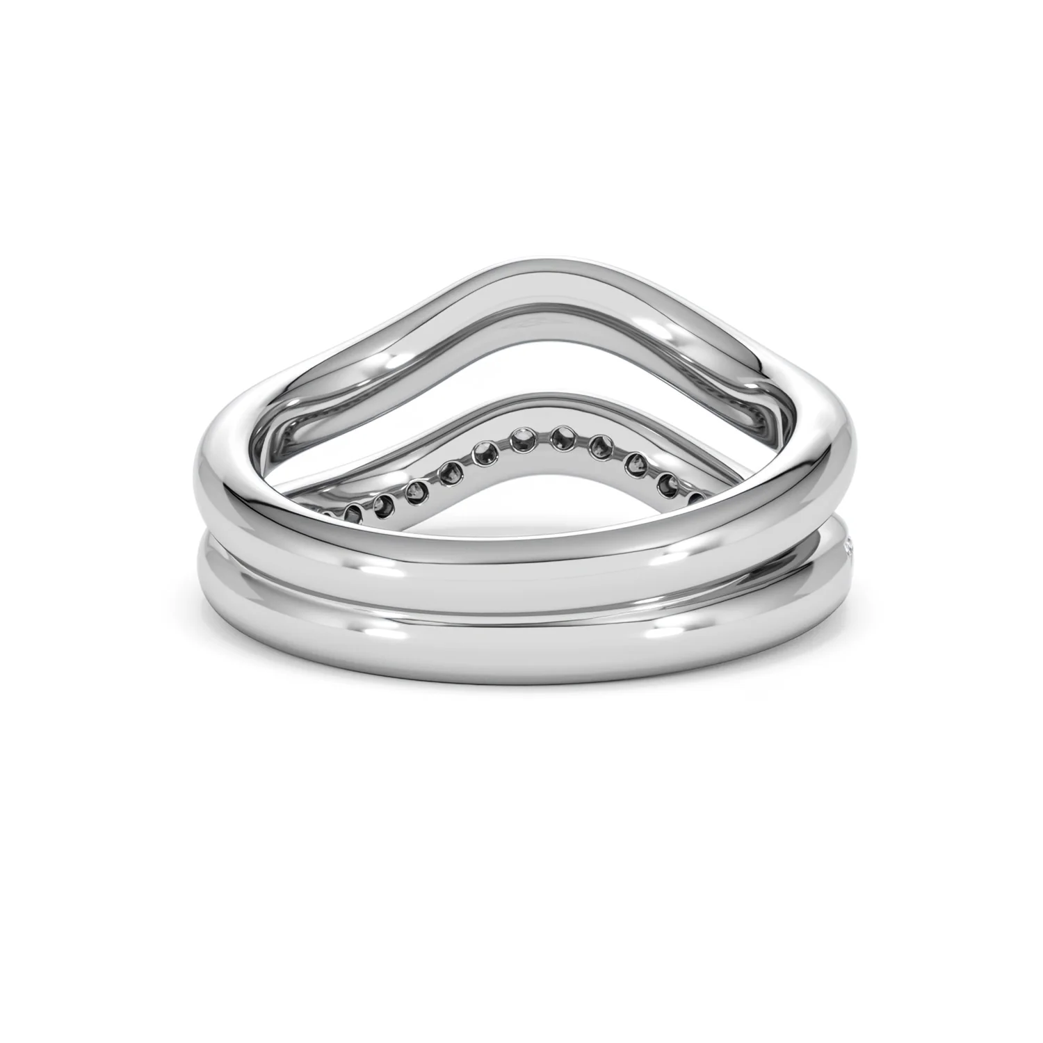 Duo Wave Stacking Lab Diamond Ring 0.26ct in 925 Silver - Image 45