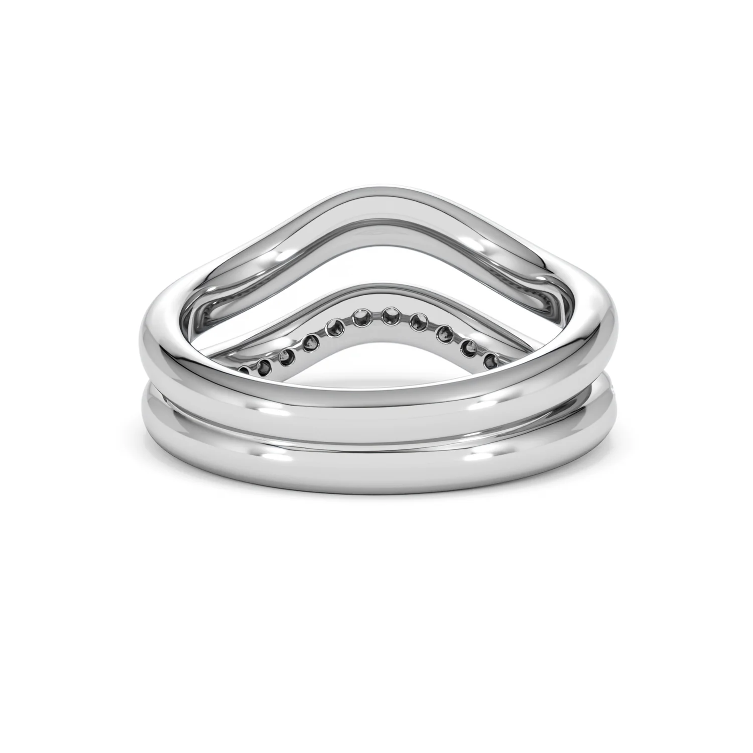 Duo Wave Stacking Lab Diamond Ring 0.26ct in 925 Silver - Image 46