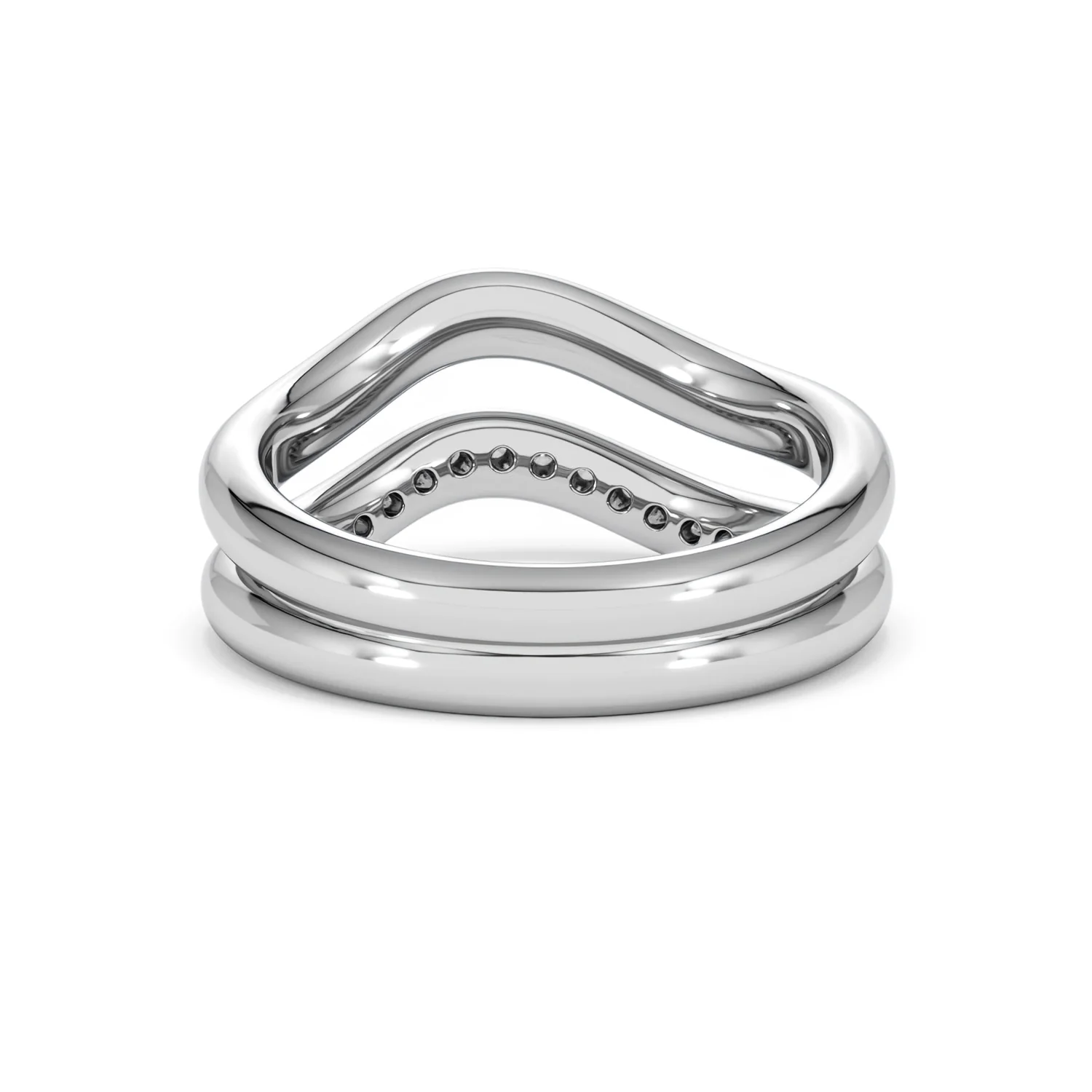 Duo Wave Stacking Lab Diamond Ring 0.26ct in 925 Silver - Image 49