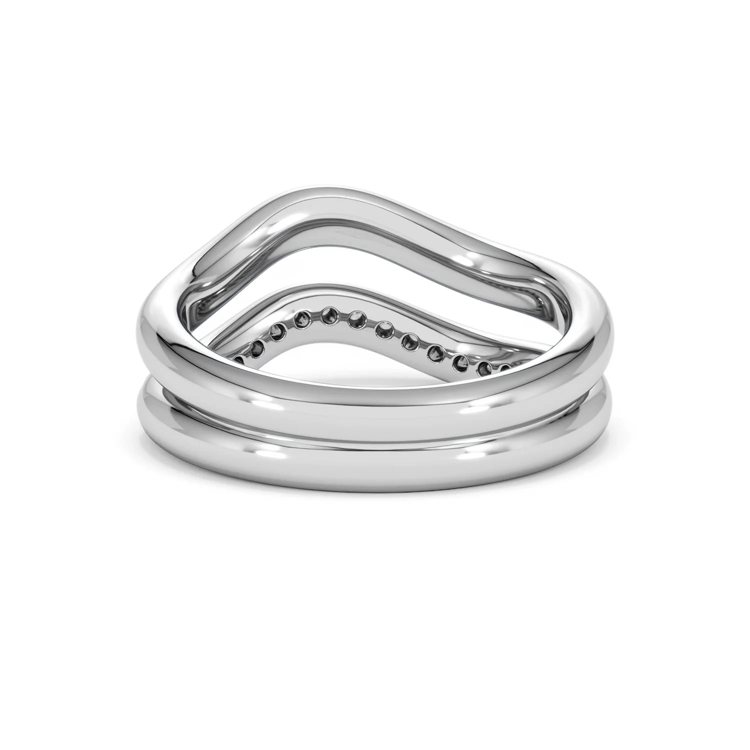 Duo Wave Stacking Lab Diamond Ring 0.26ct in 925 Silver - Image 50