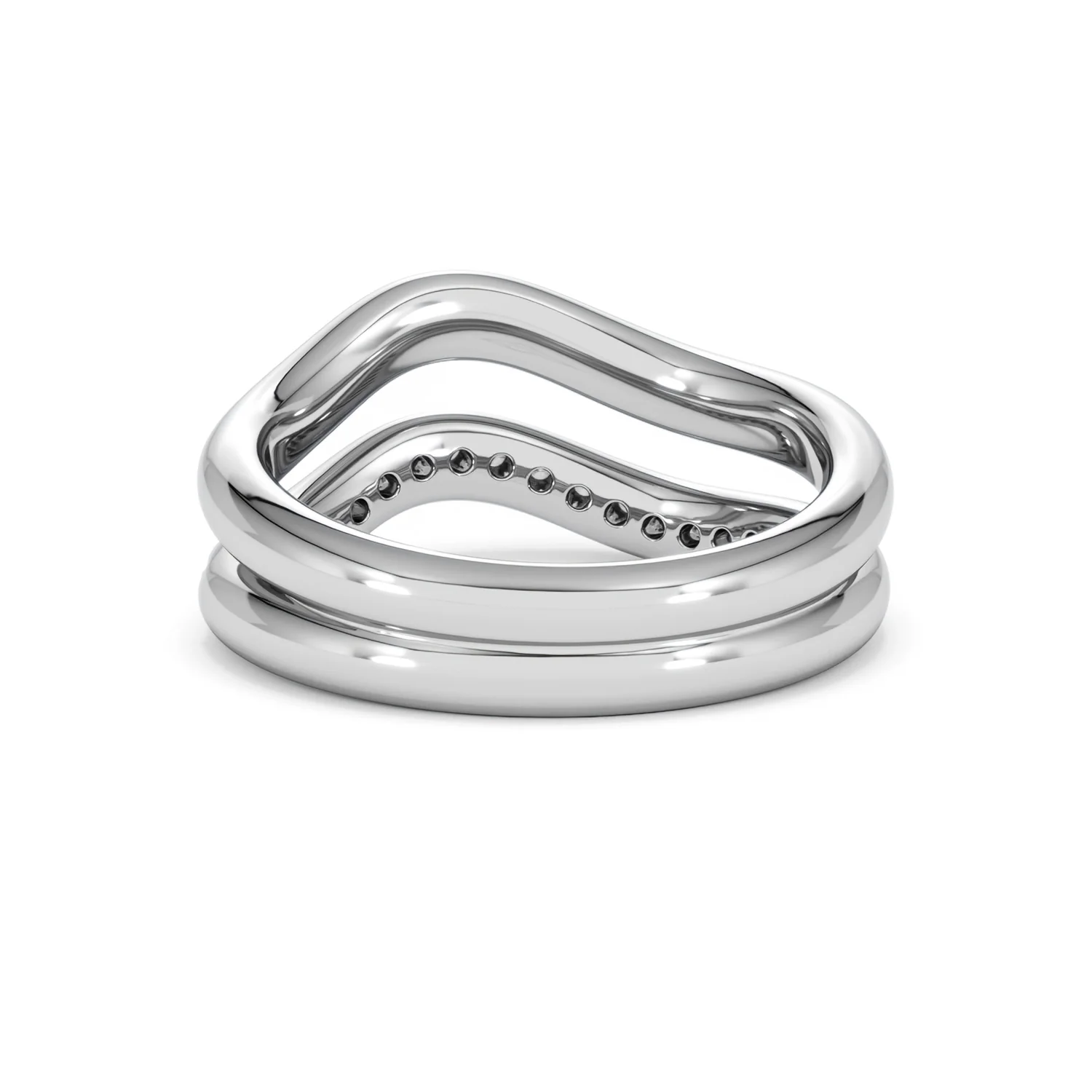 Duo Wave Stacking Lab Diamond Ring 0.26ct in 925 Silver - Image 51
