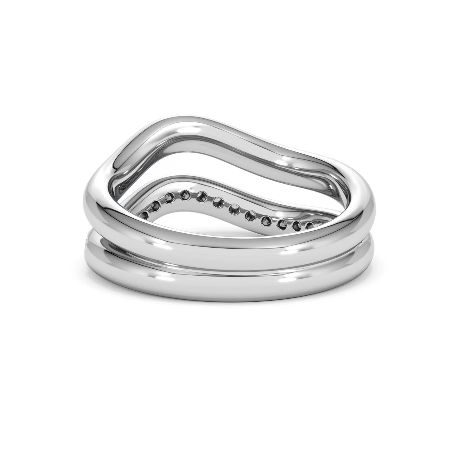 Duo Wave Stacking Lab Diamond Ring 0.26ct in 925 Silver - Image 52