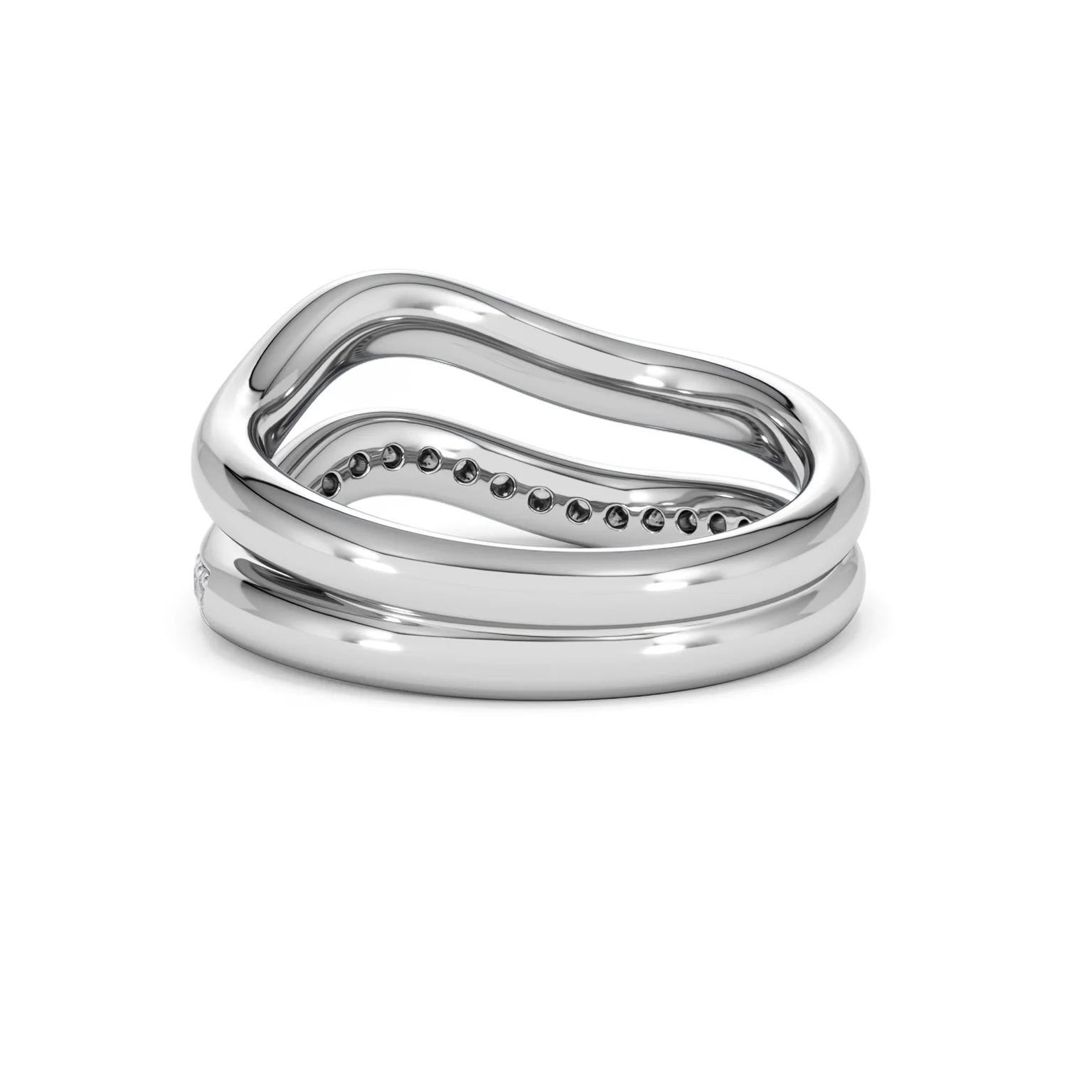 Duo Wave Stacking Lab Diamond Ring 0.26ct in 925 Silver - Image 54