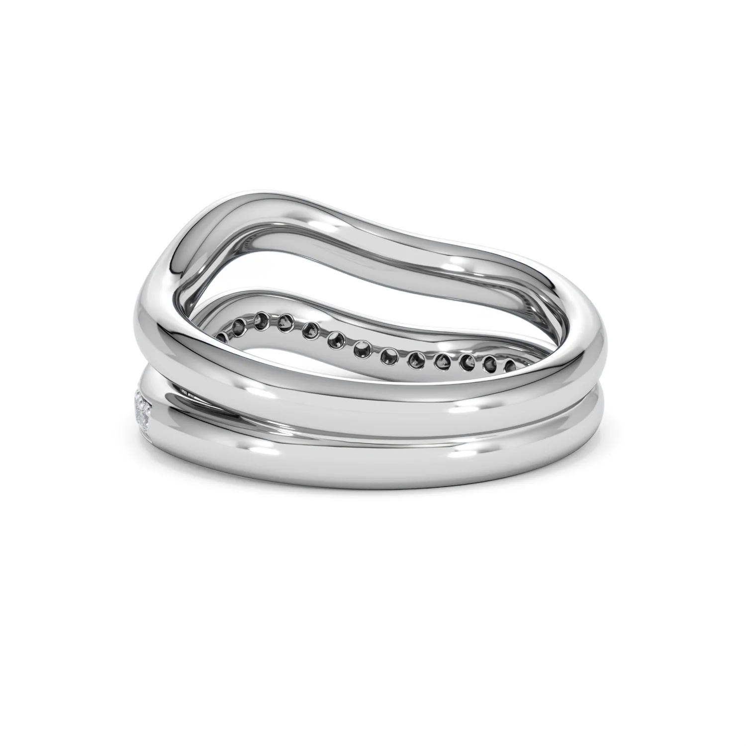Duo Wave Stacking Lab Diamond Ring 0.26ct in 925 Silver - Image 55