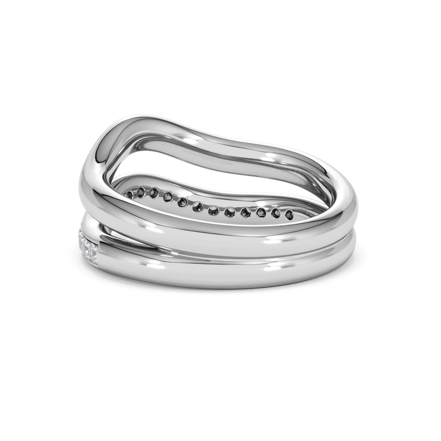 Duo Wave Stacking Lab Diamond Ring 0.26ct in 925 Silver - Image 57