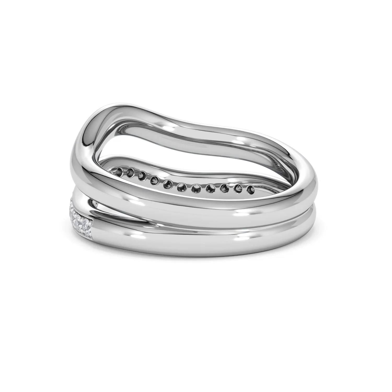 Duo Wave Stacking Lab Diamond Ring 0.26ct in 925 Silver - Image 58