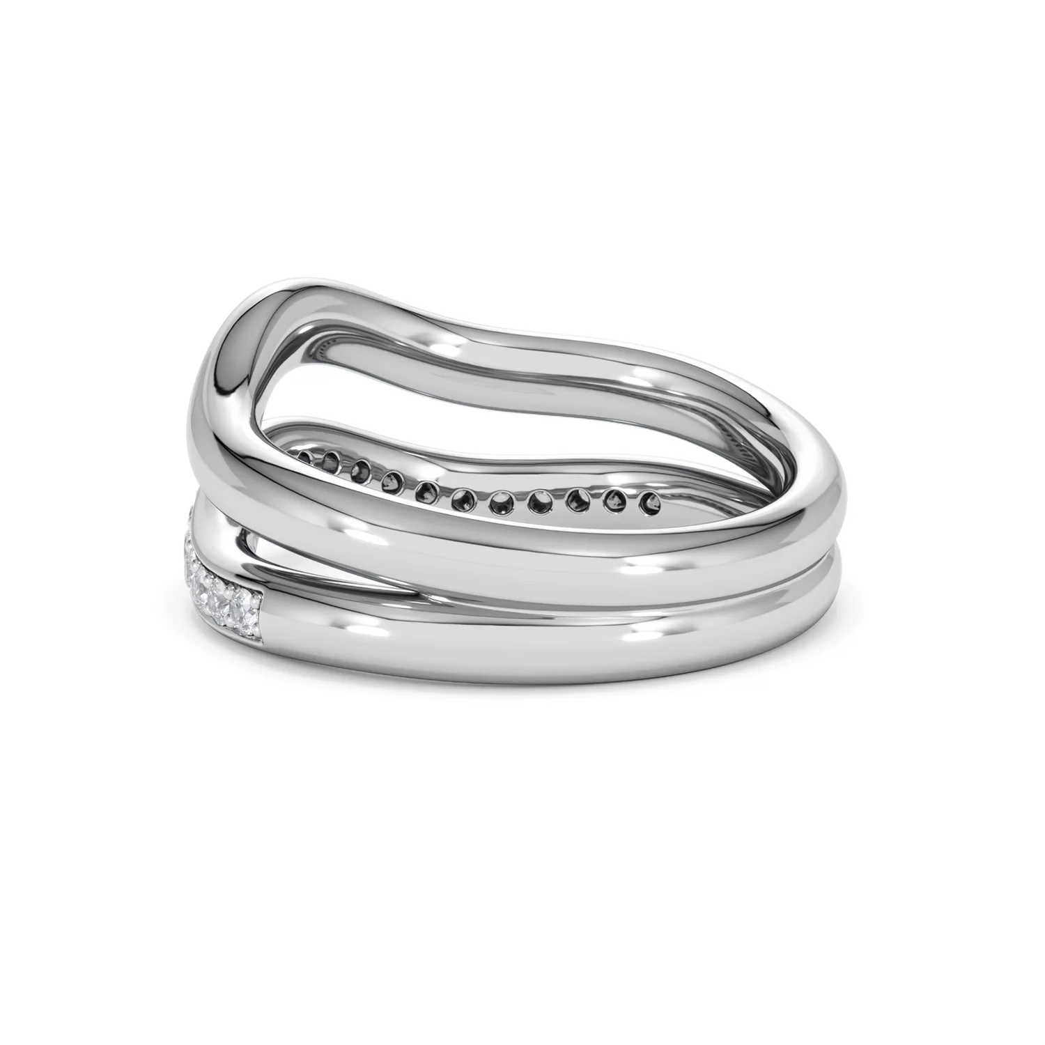 Duo Wave Stacking Lab Diamond Ring 0.26ct in 925 Silver - Image 59