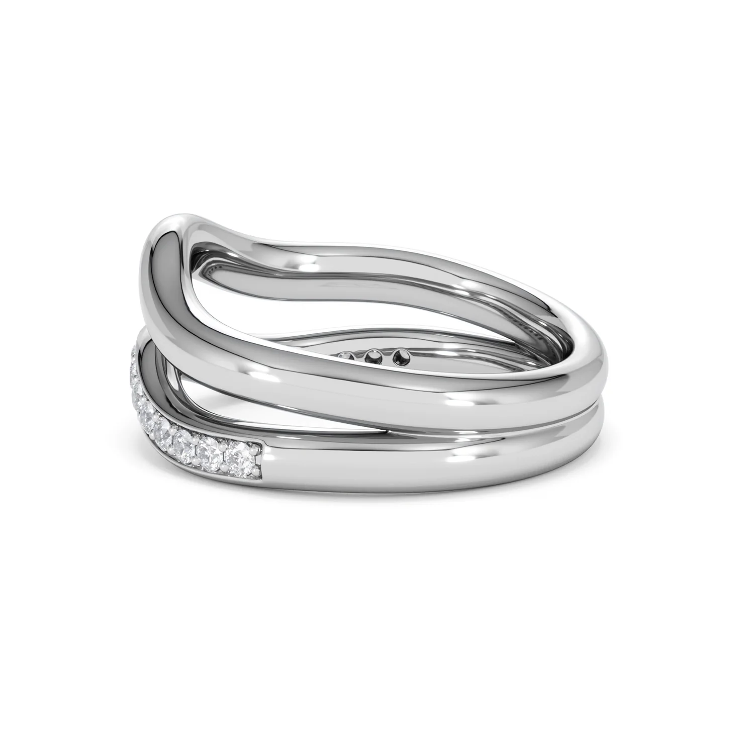 Duo Wave Stacking Lab Diamond Ring 0.26ct in 925 Silver - Image 64
