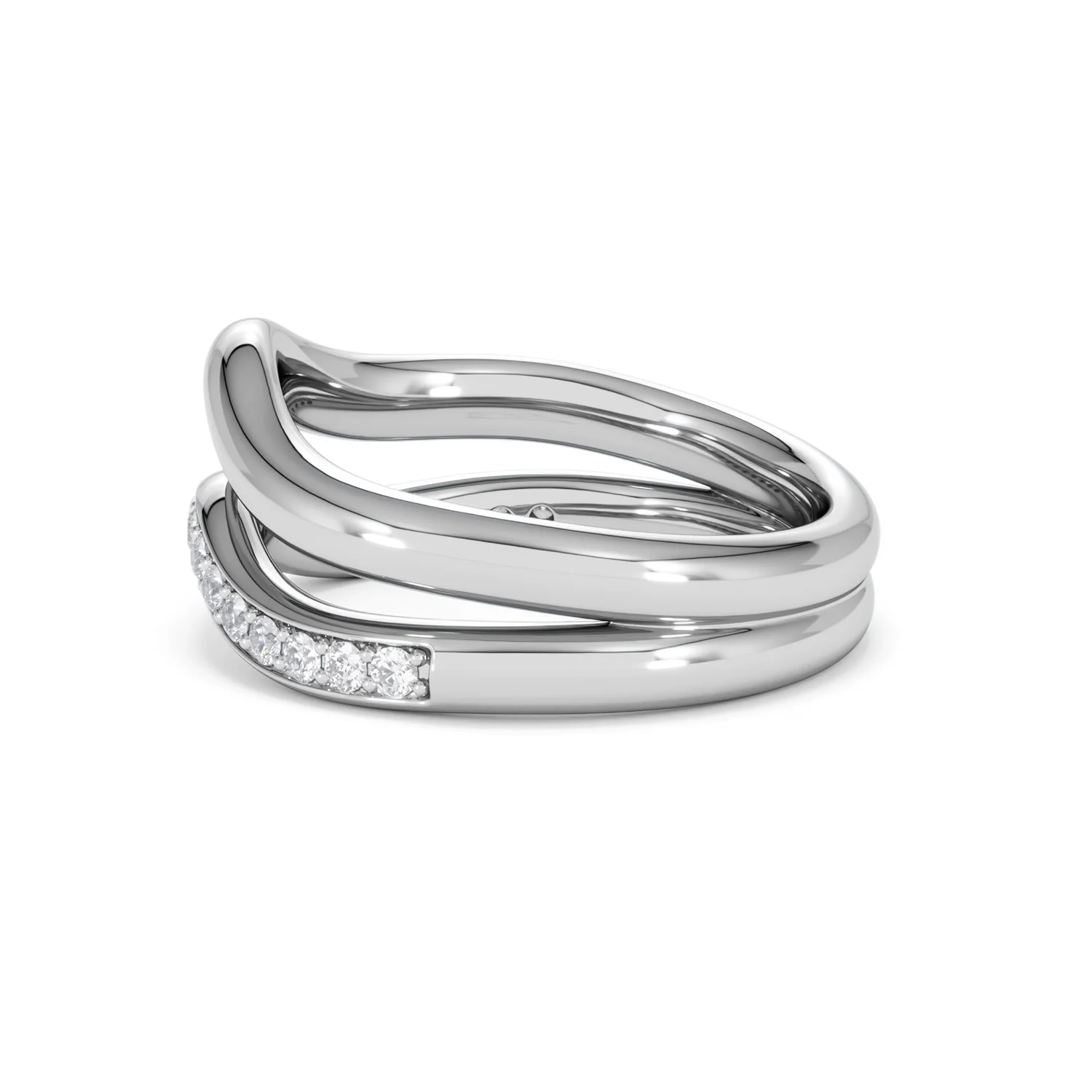 Duo Wave Stacking Lab Diamond Ring 0.26ct in 925 Silver - Image 66