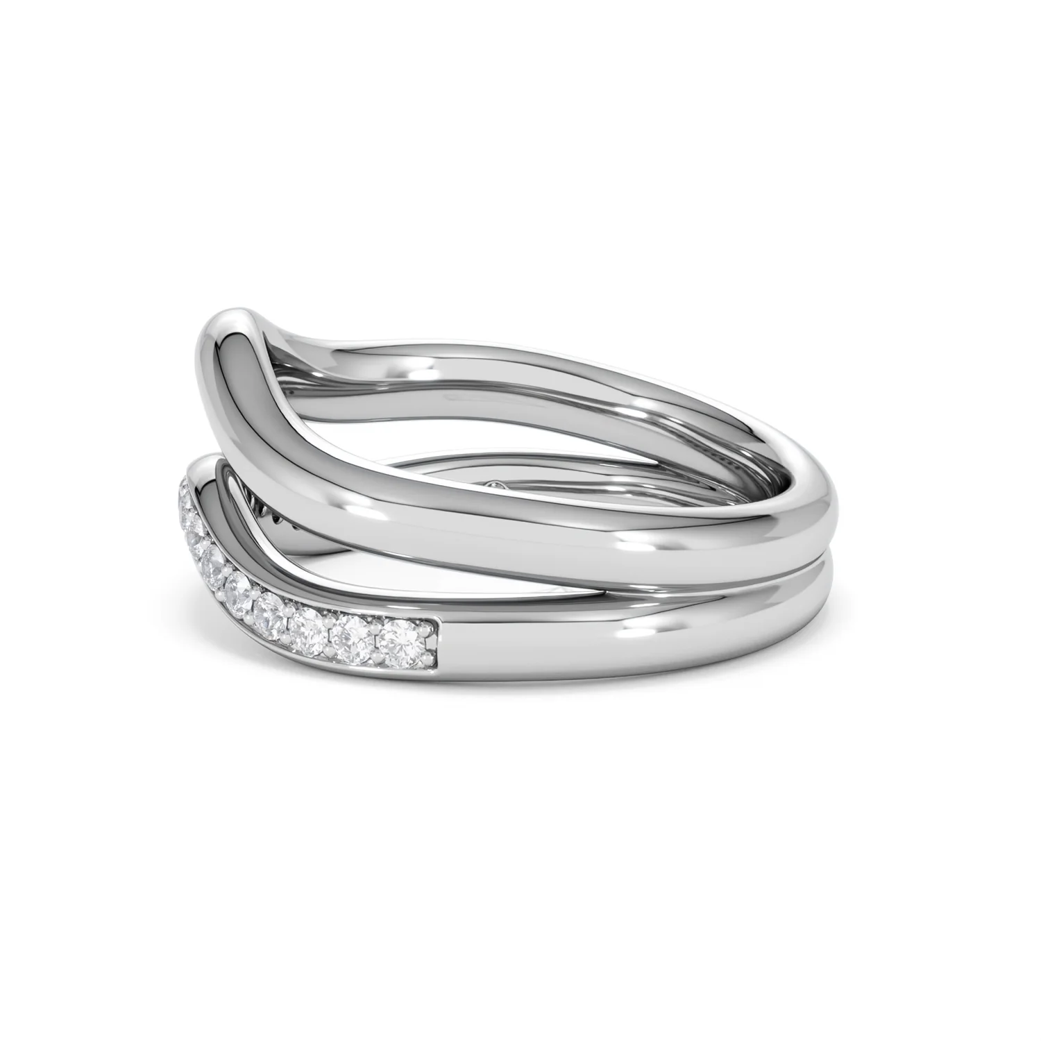 Duo Wave Stacking Lab Diamond Ring 0.26ct in 925 Silver - Image 67