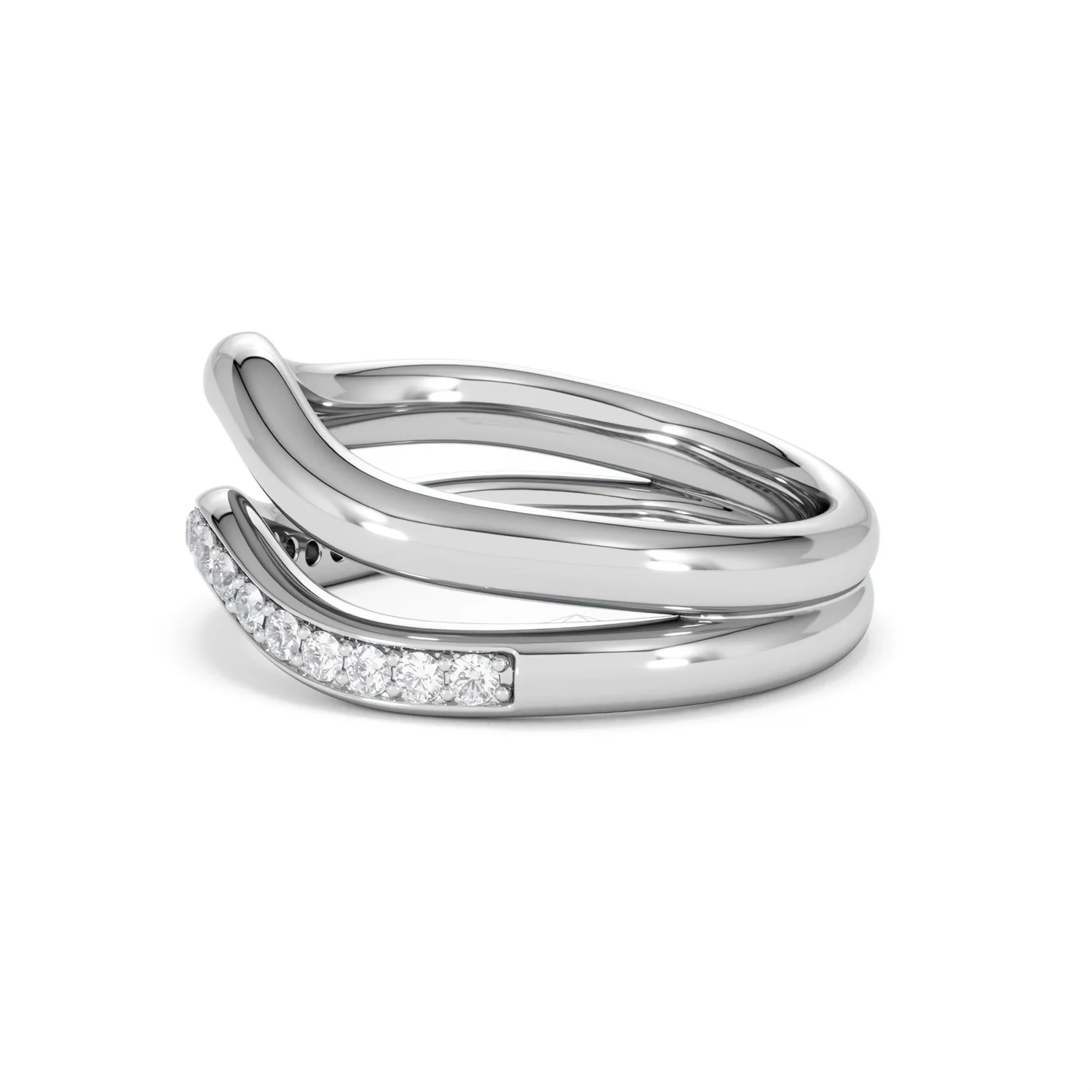 Duo Wave Stacking Lab Diamond Ring 0.26ct in 925 Silver - Image 69