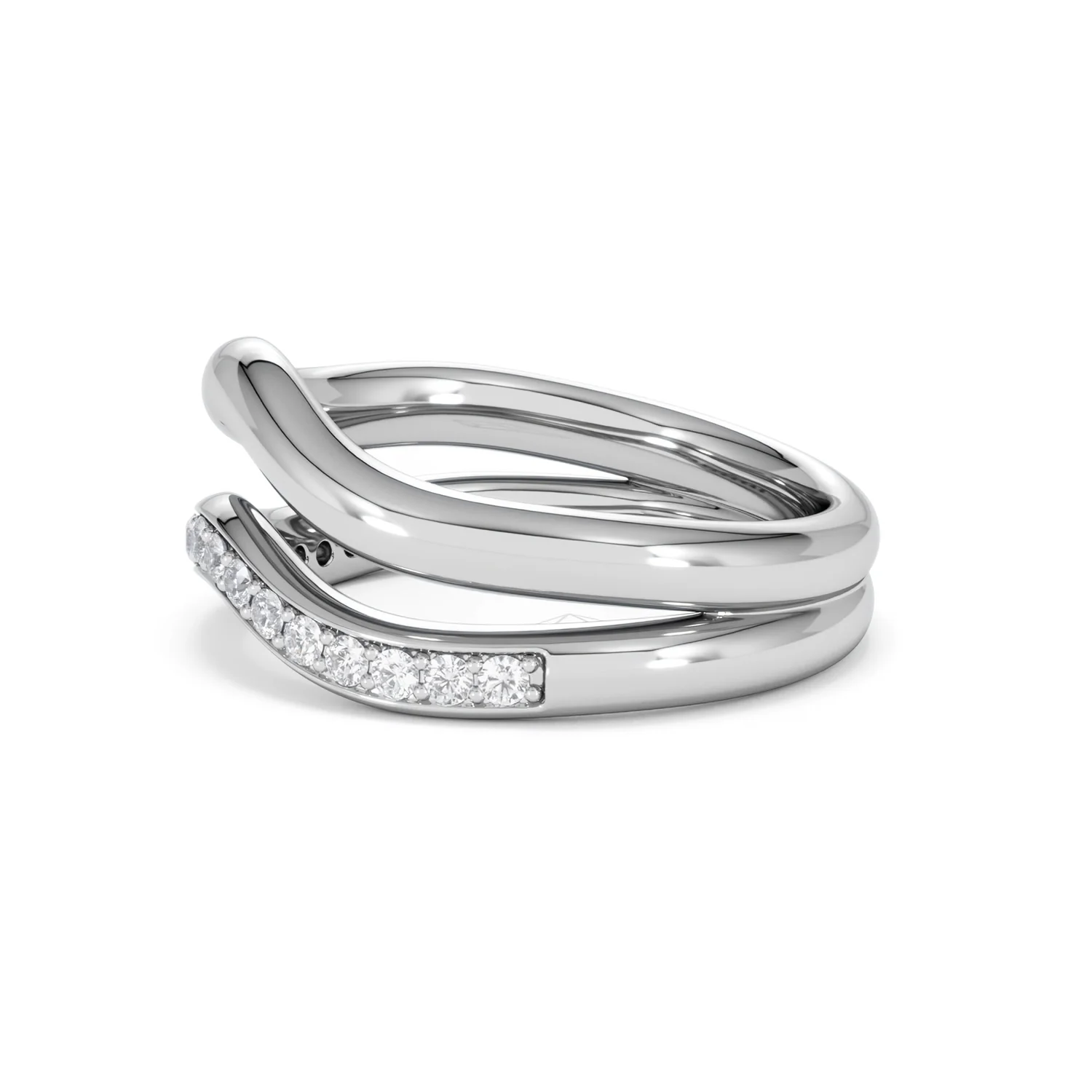 Duo Wave Stacking Lab Diamond Ring 0.26ct in 925 Silver - Image 70