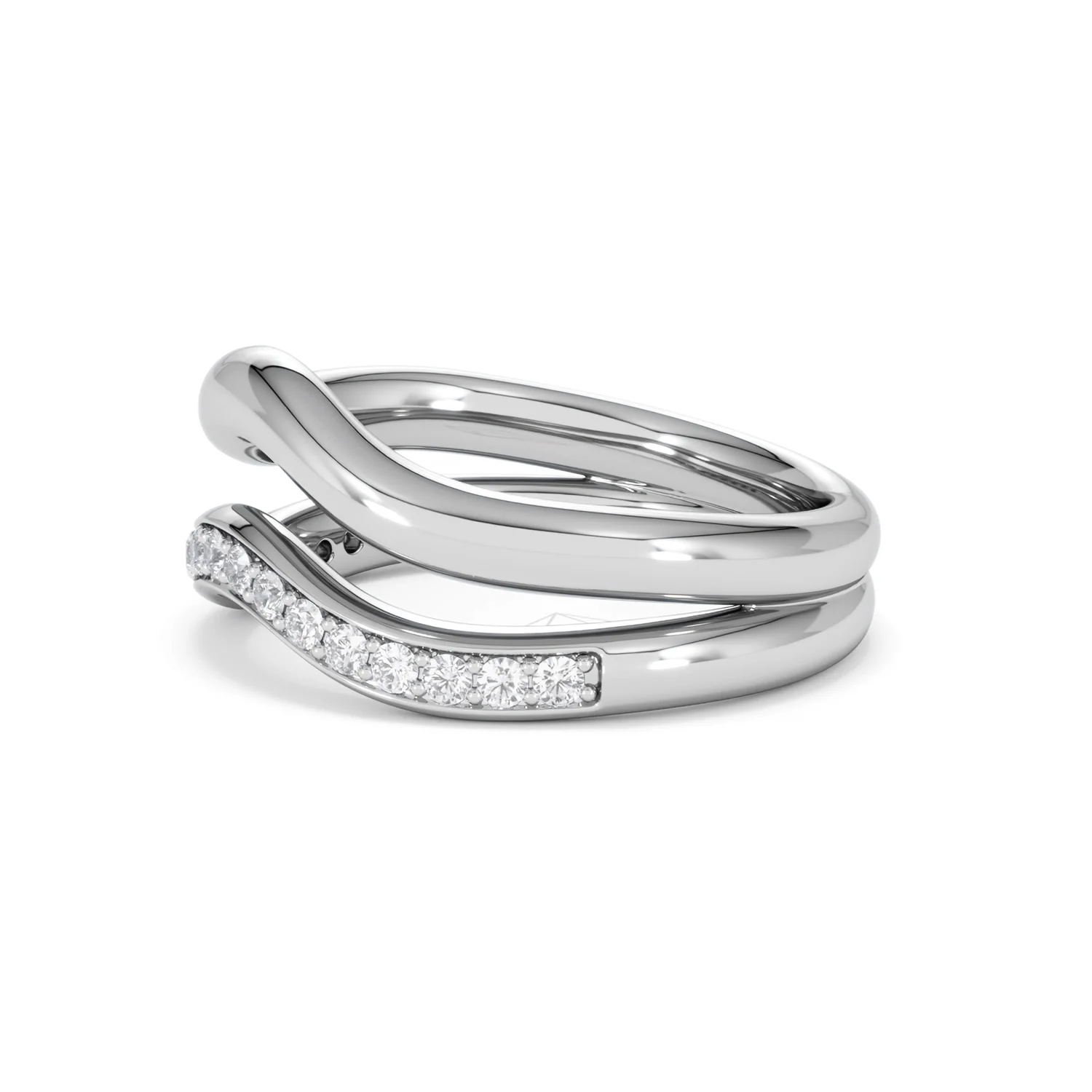 Duo Wave Stacking Lab Diamond Ring 0.26ct in 925 Silver - Image 72
