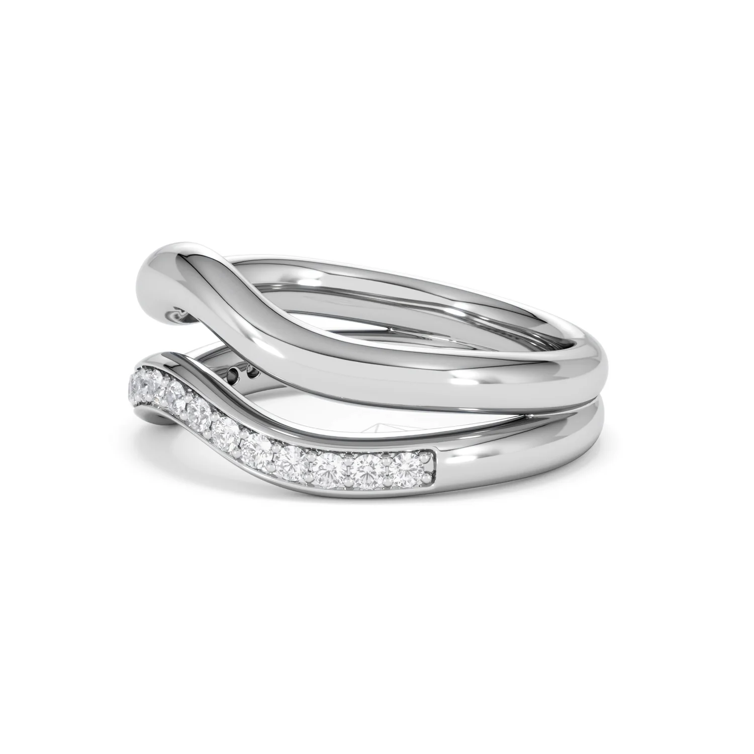 Duo Wave Stacking Lab Diamond Ring 0.26ct in 925 Silver - Image 73