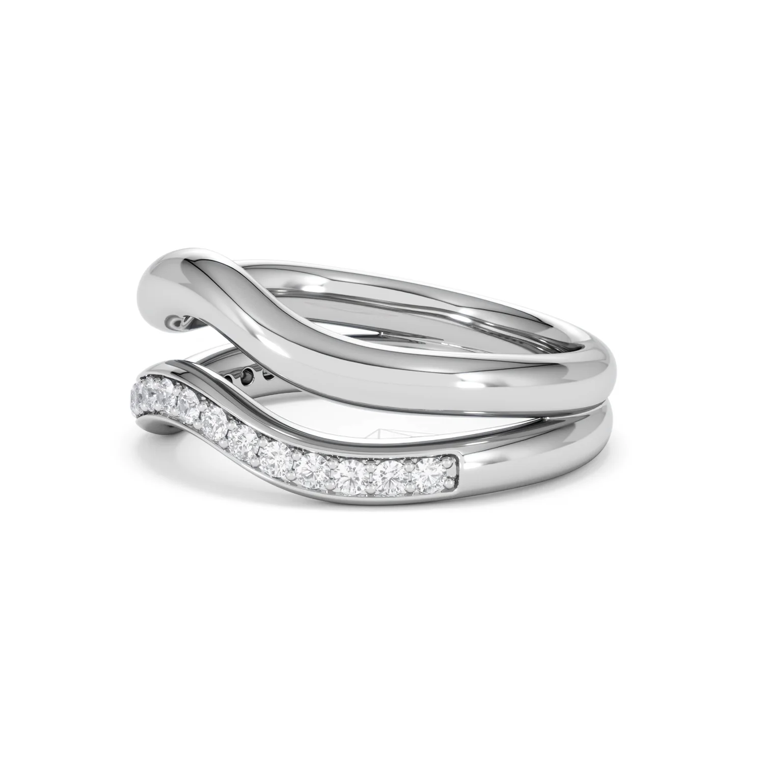 Duo Wave Stacking Lab Diamond Ring 0.26ct in 925 Silver - Image 74