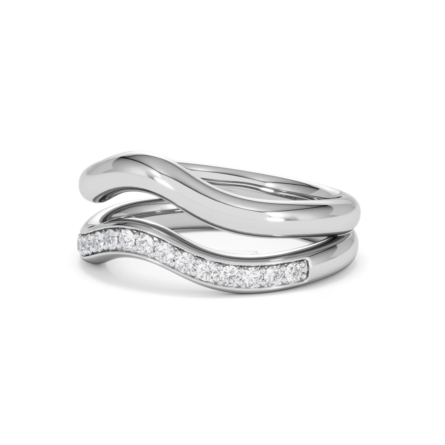 Duo Wave Stacking Lab Diamond Ring 0.26ct in 925 Silver - Image 78