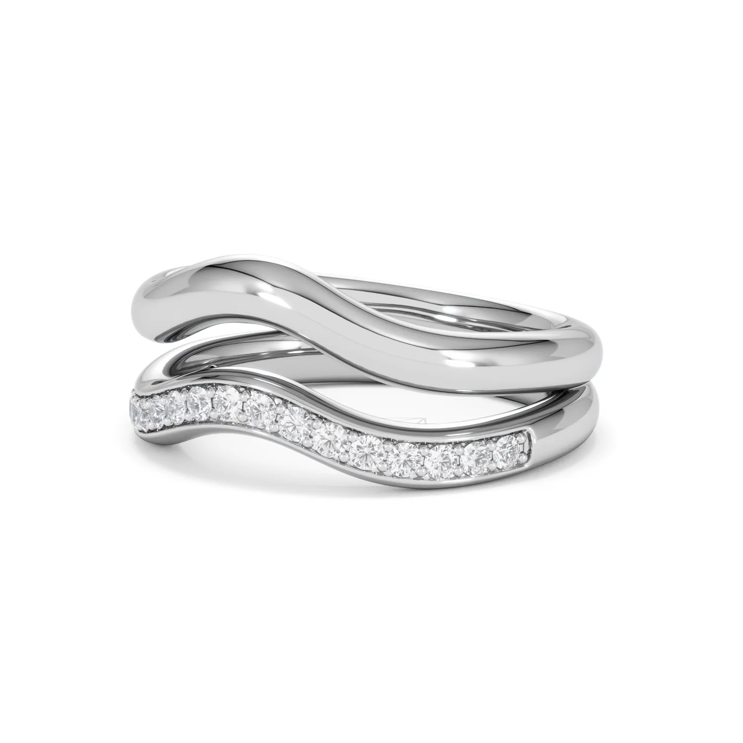 Duo Wave Stacking Lab Diamond Ring 0.26ct in 925 Silver - Image 79