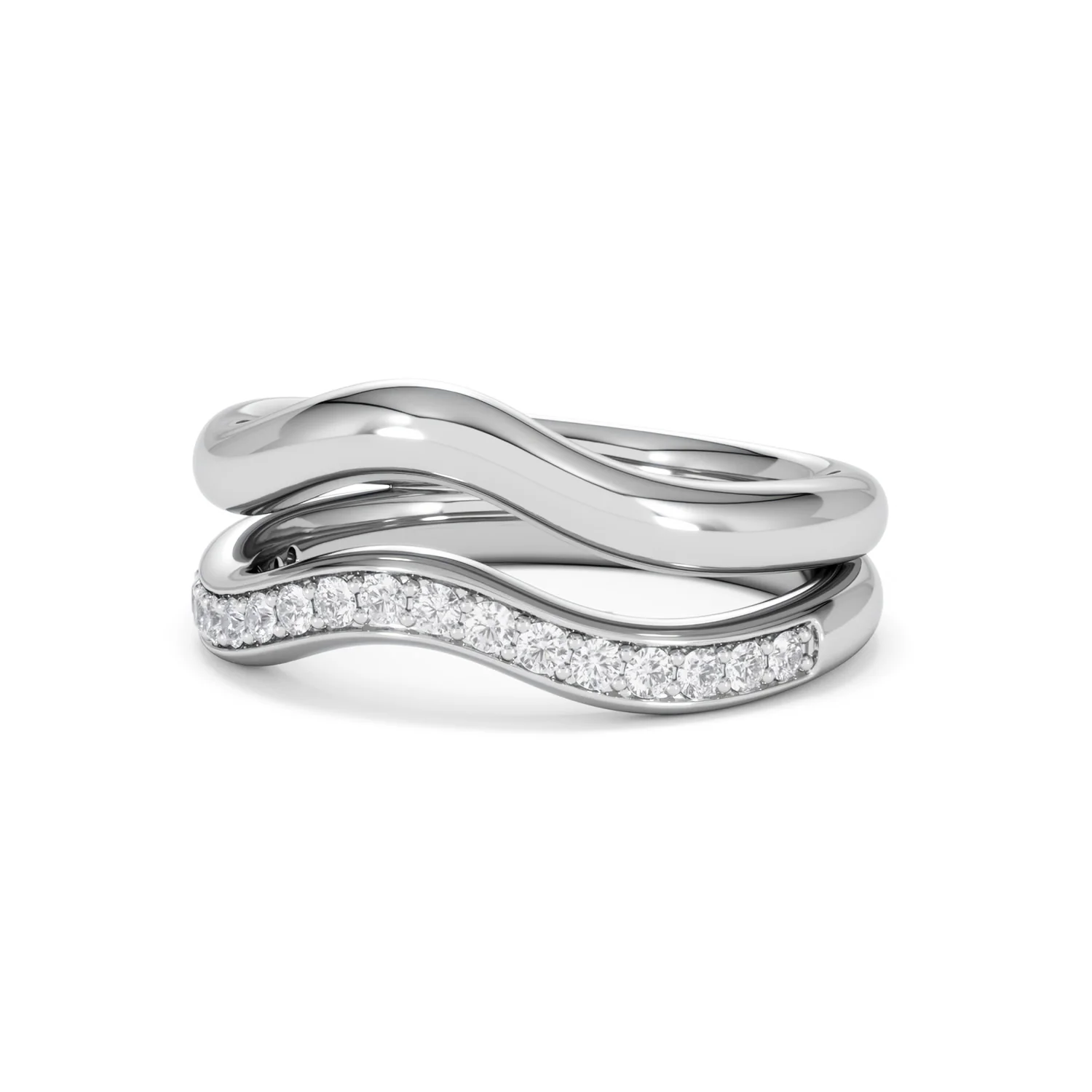Duo Wave Stacking Lab Diamond Ring 0.26ct in 925 Silver - Image 81