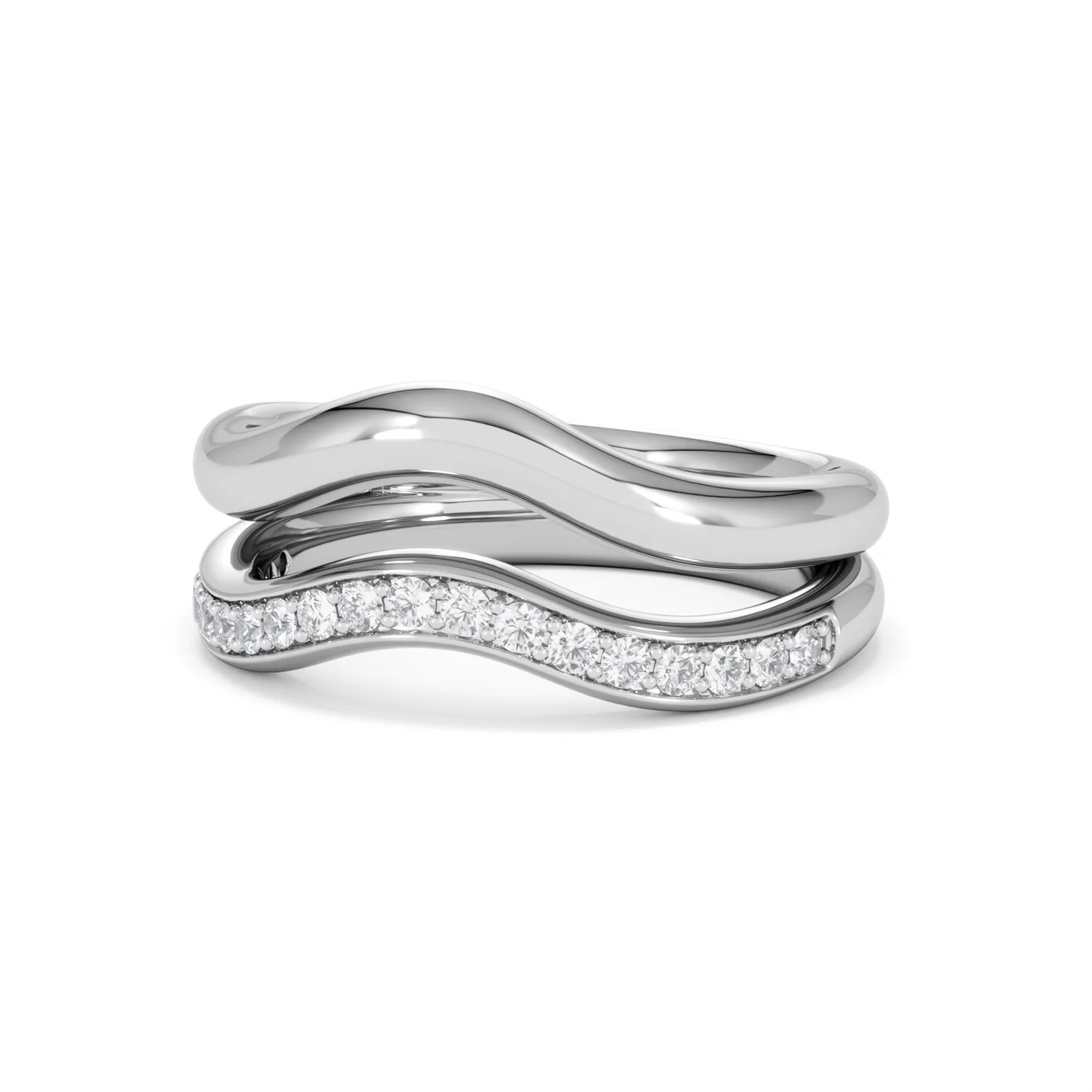 Duo Wave Stacking Lab Diamond Ring 0.26ct in 925 Silver - Image 82