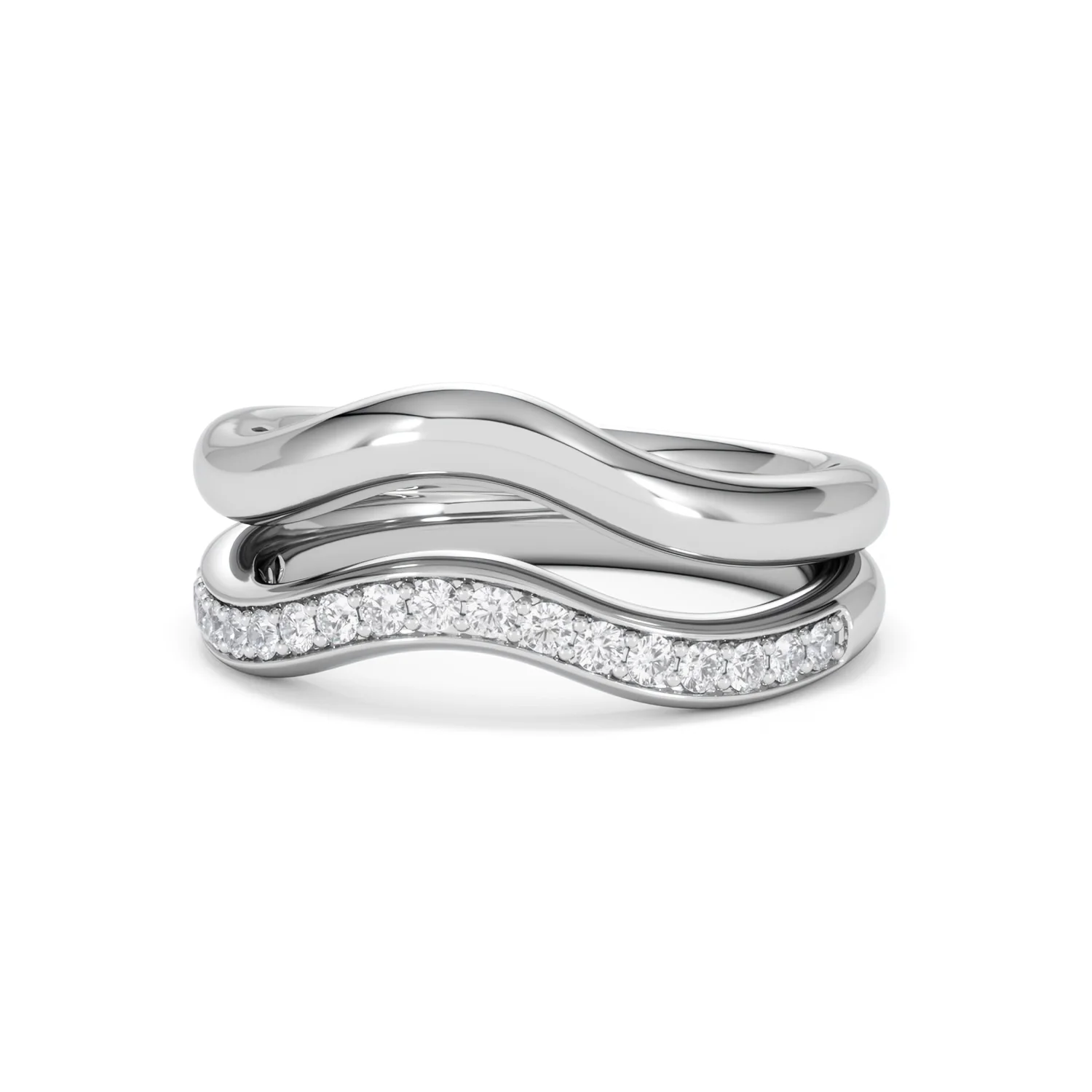 Duo Wave Stacking Lab Diamond Ring 0.26ct in 925 Silver - Image 83