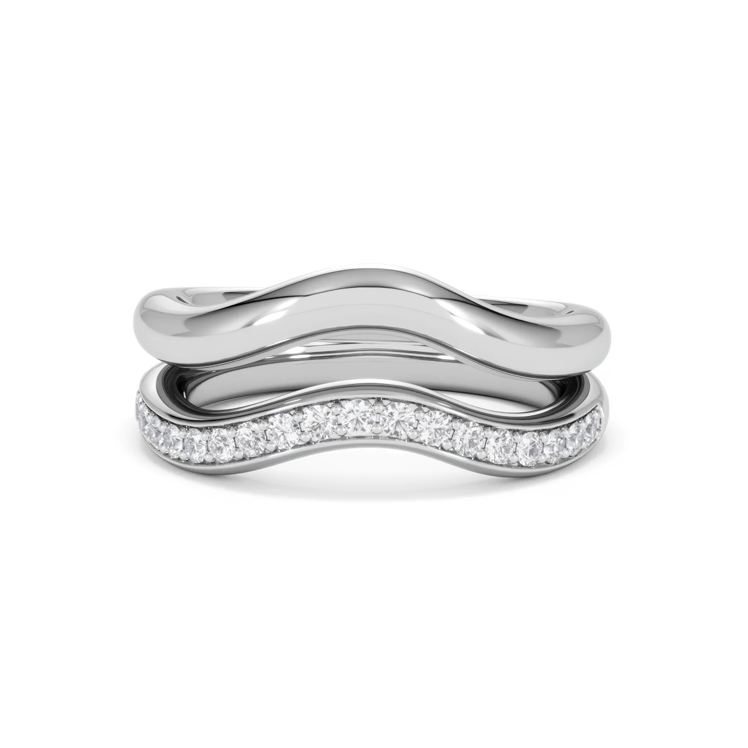 Duo Wave Stacking Lab Diamond Ring 0.26ct in 925 Silver - Image 86
