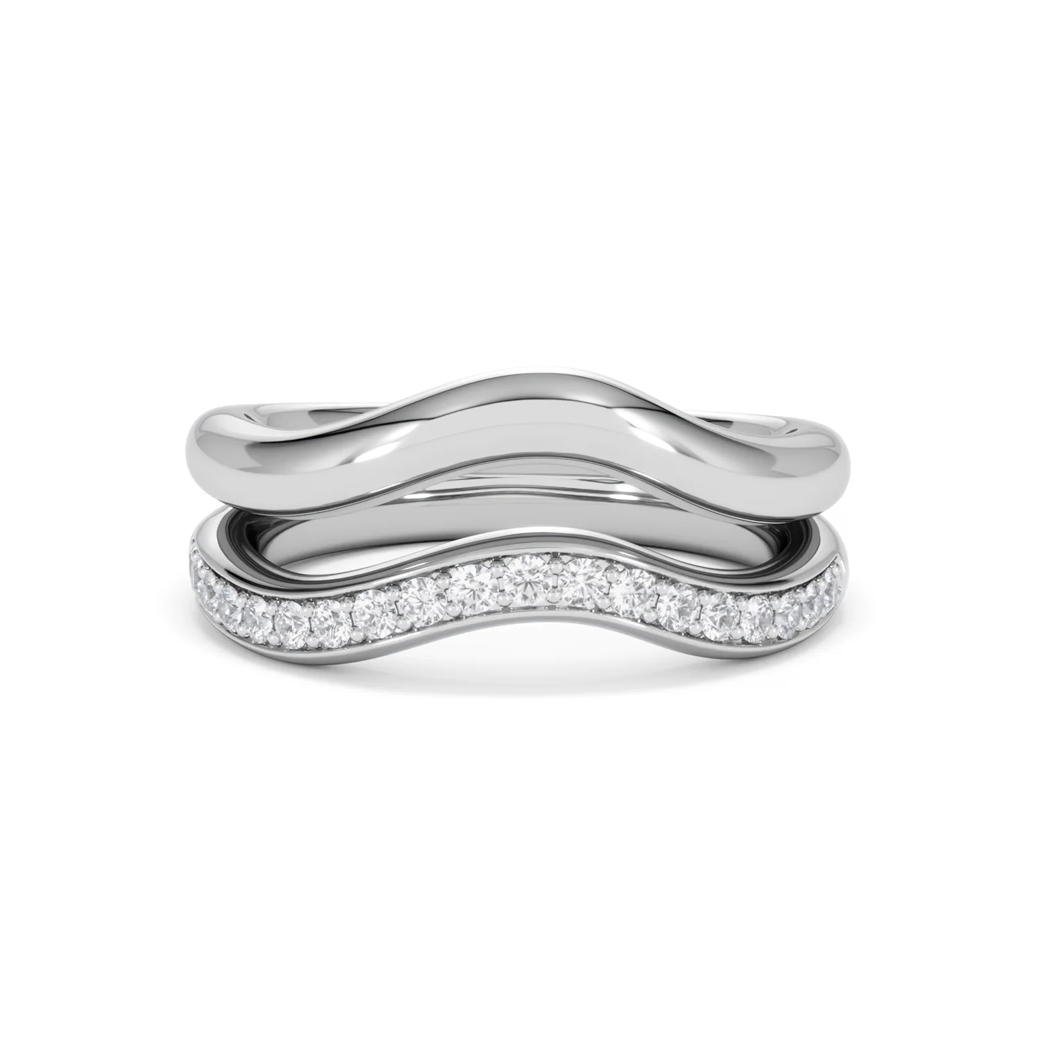 Duo Wave Stacking Lab Diamond Ring 0.26ct in 925 Silver - Image 87