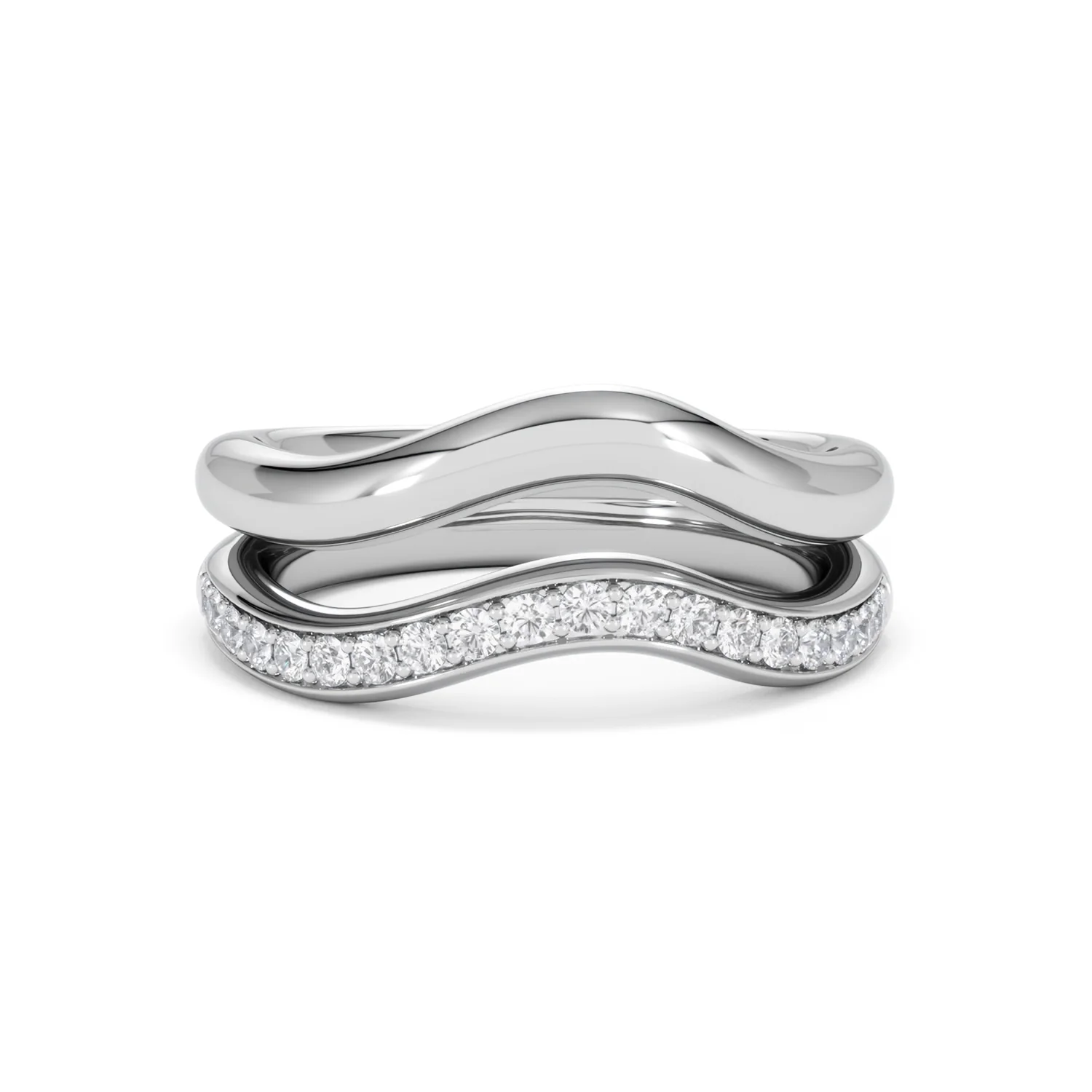 Duo Wave Stacking Lab Diamond Ring 0.26ct in 925 Silver - Image 88