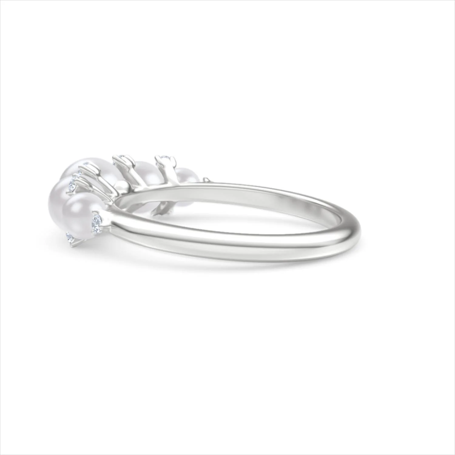 Eden 2.15ct Round Pearl and Lab Diamond 5 Stone Ring in Sterling Silver - Image 63