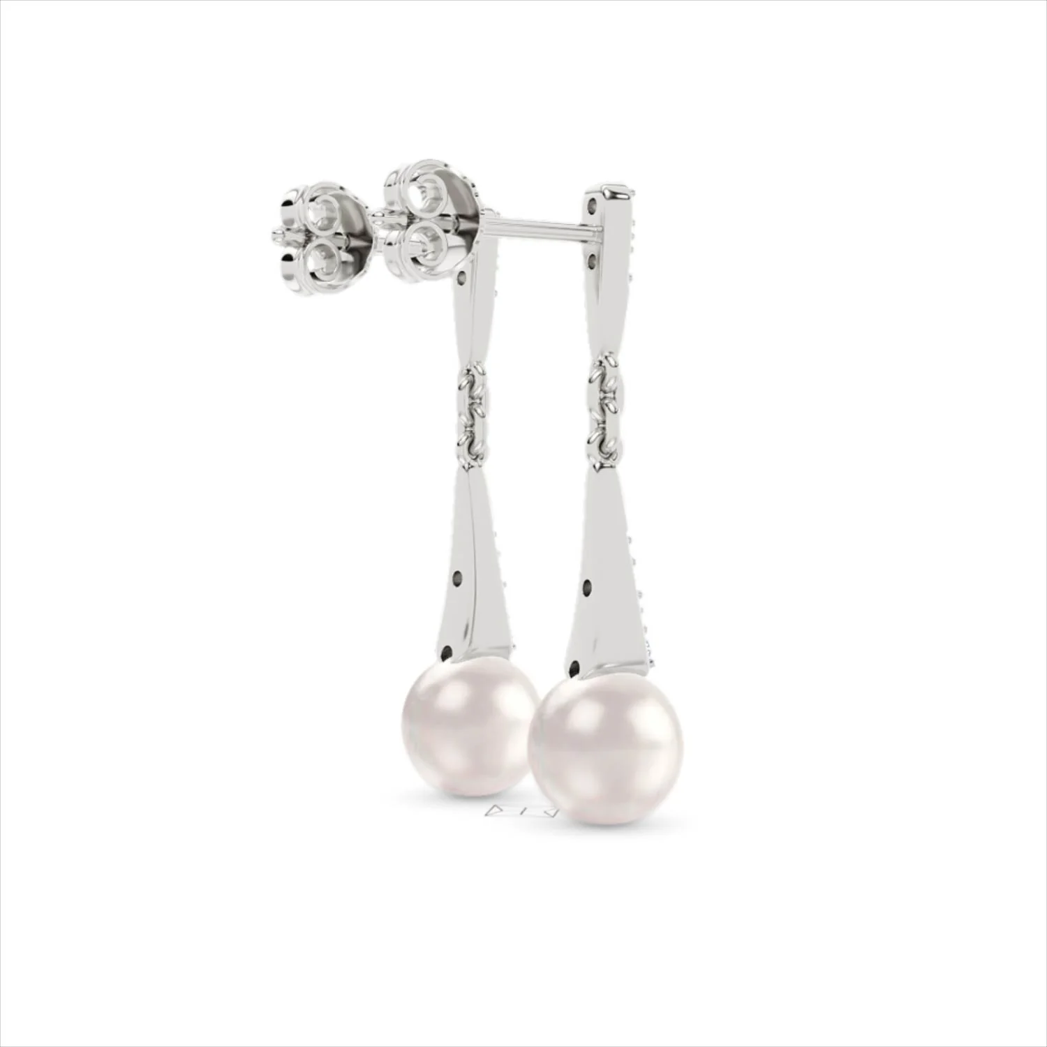 Eden 3.90ct Round Pearl and Lab Diamond Drop Earrings in Sterling Silver. - Image 37