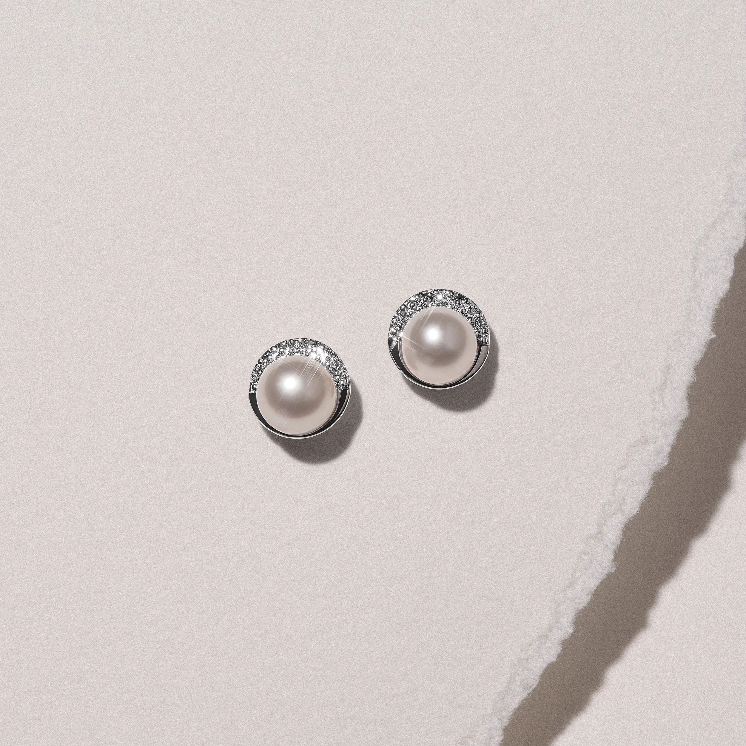 Eden 4.15ct Round Pearl and Lab Diamond Stud Earrings in Sterling Silver - Image 6