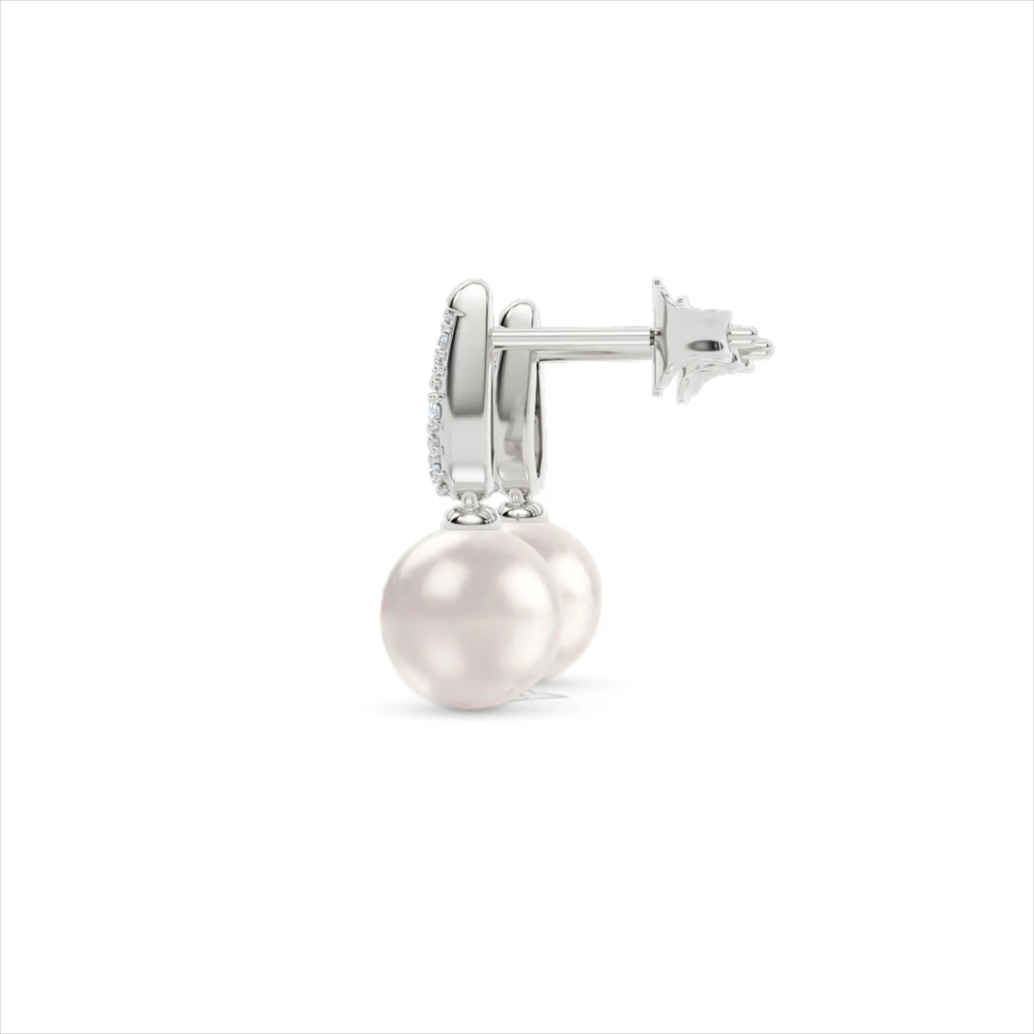 Eden 5.70ct Round Pearl and Lab Diamond Stud Earrings in Sterling Silver - Image 66